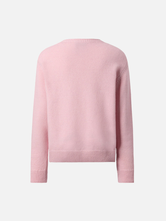Princess Cashmere-Blend Crewneck With Vacanze Di Natale Lurex Jacquard | Special Edition Pink