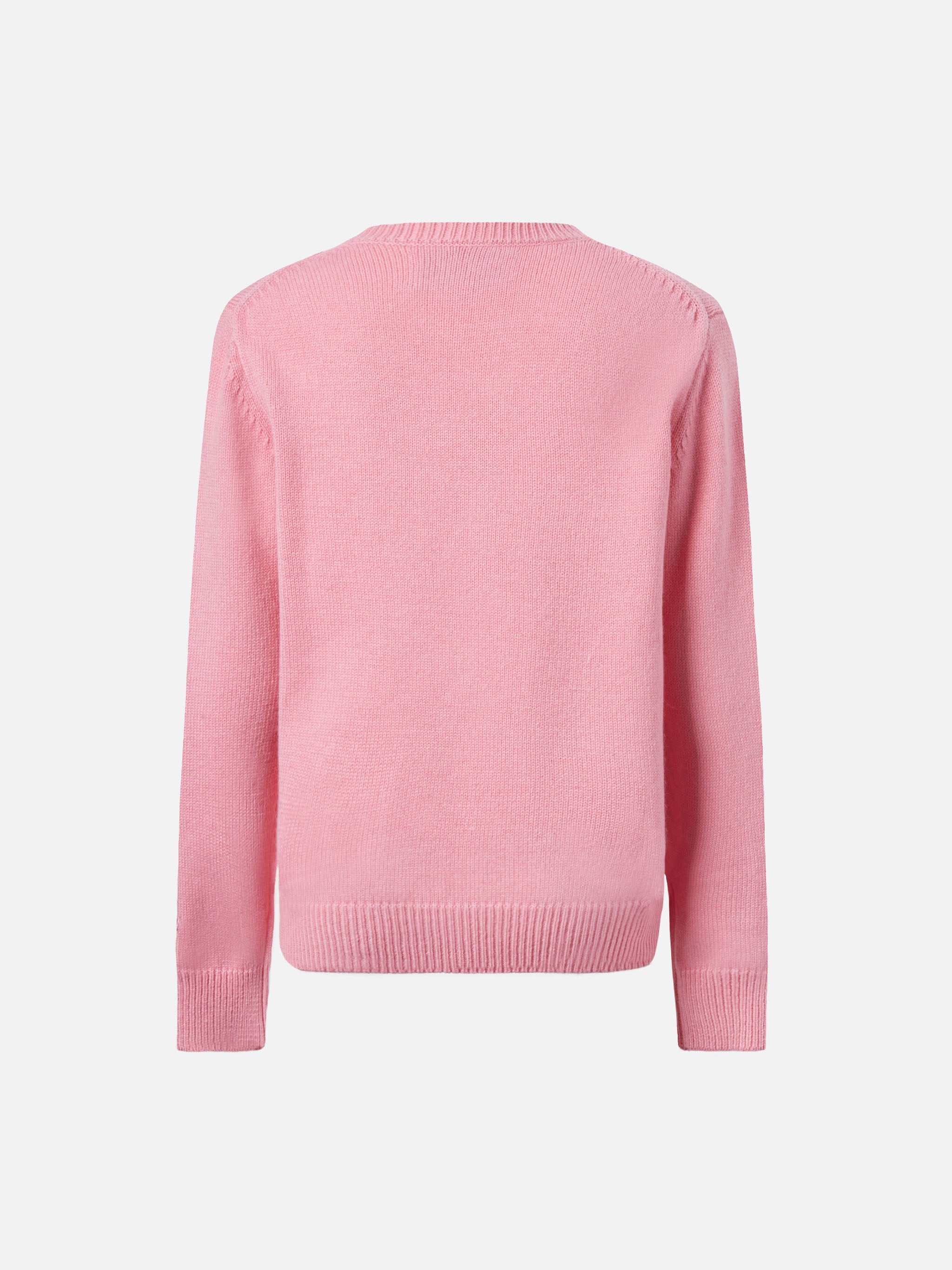 Princess Cashmere-Blend Sweater With Santas Little Helper Jacquard Pink