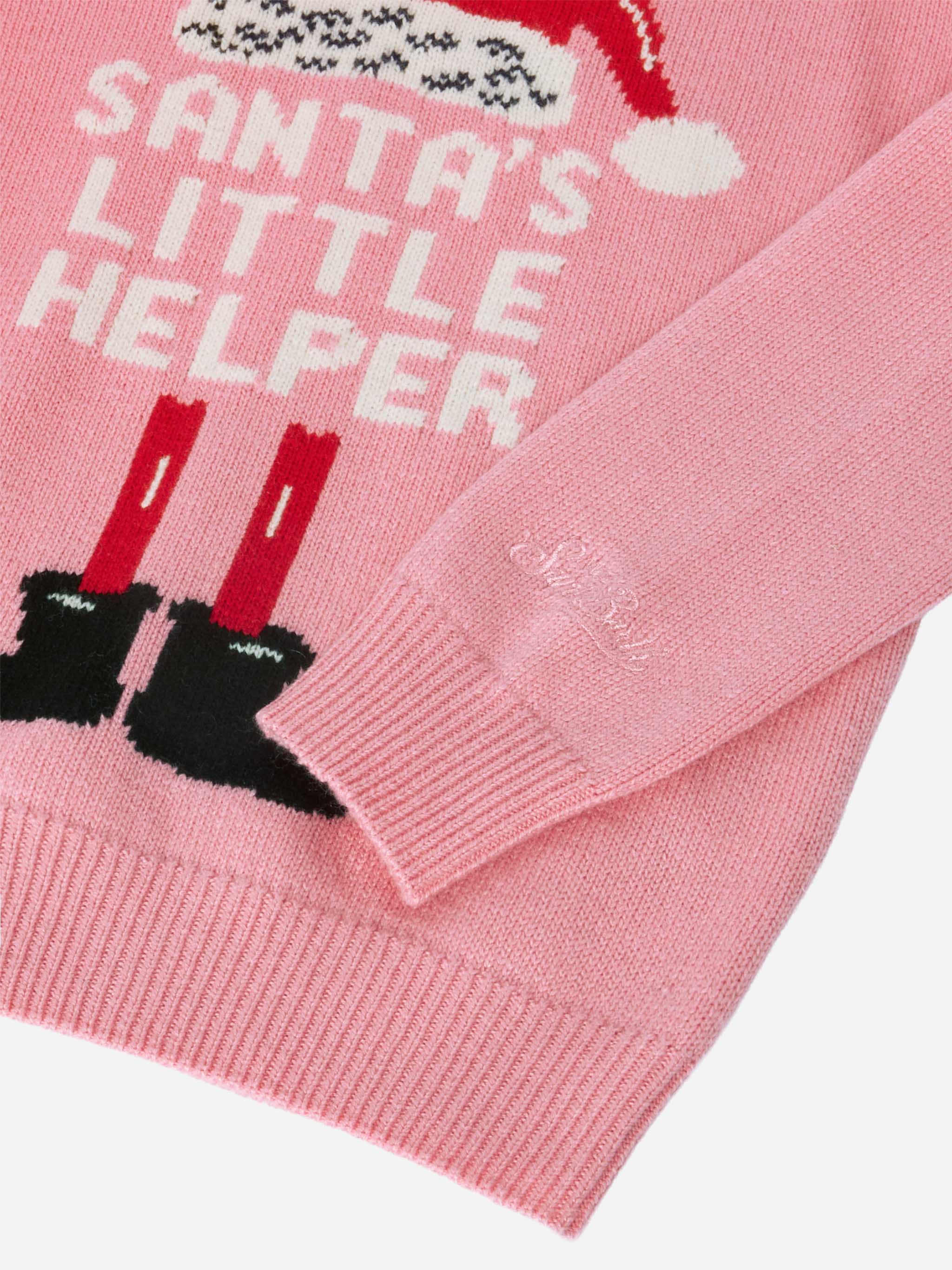 Princess Cashmere-Blend Sweater With Santas Little Helper Jacquard Pink