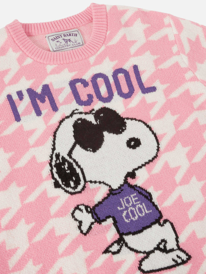 Princess Crewneck With Pied De Poule And Snoopy Jacquard | Peanuts Special Edition Pink