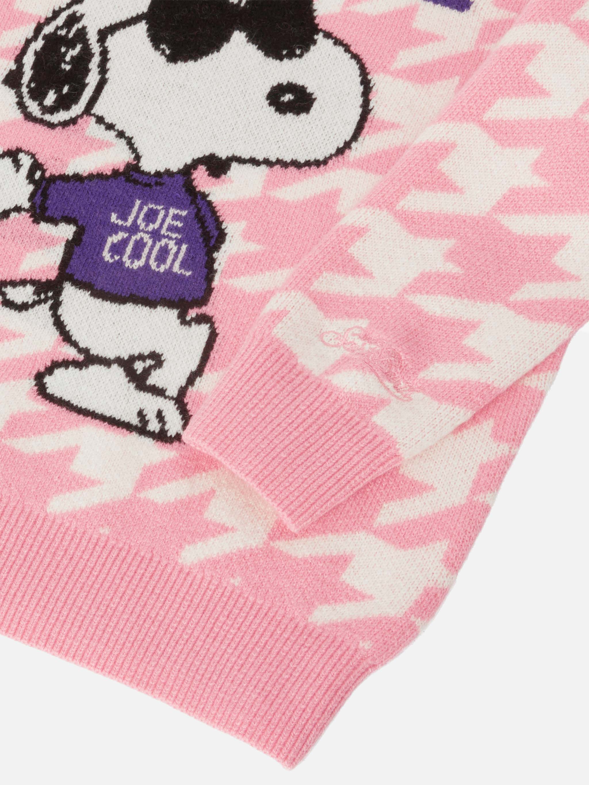 Princess Crewneck With Pied De Poule And Snoopy Jacquard | Peanuts Special Edition Pink