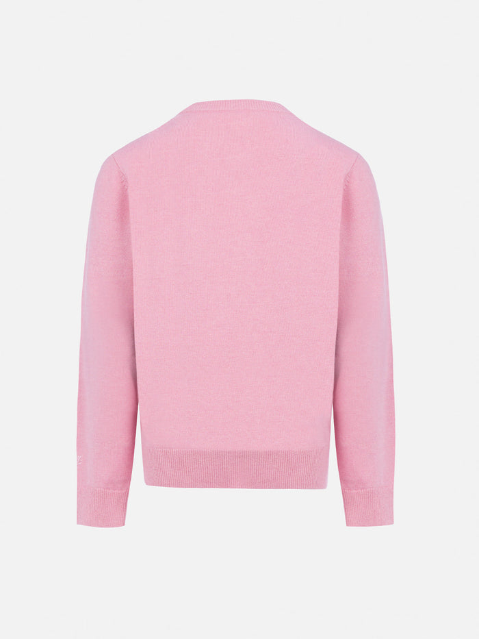 Girl Pink Crewneck Sweater Princess With Courma Postcard Print