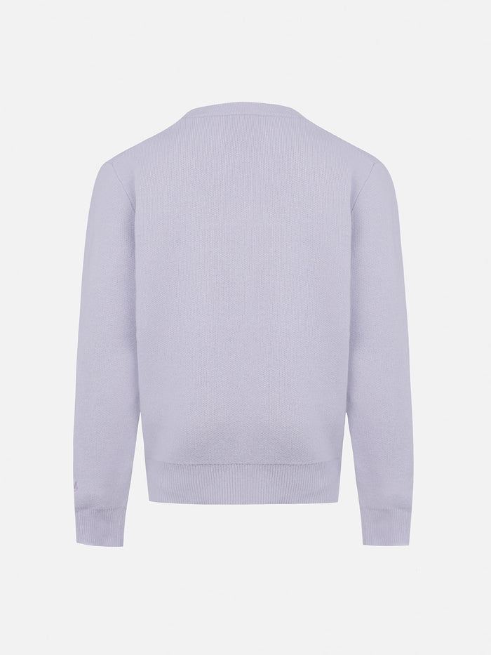 Girl Lilac Crewneck Sweater Princess With Fawn Print