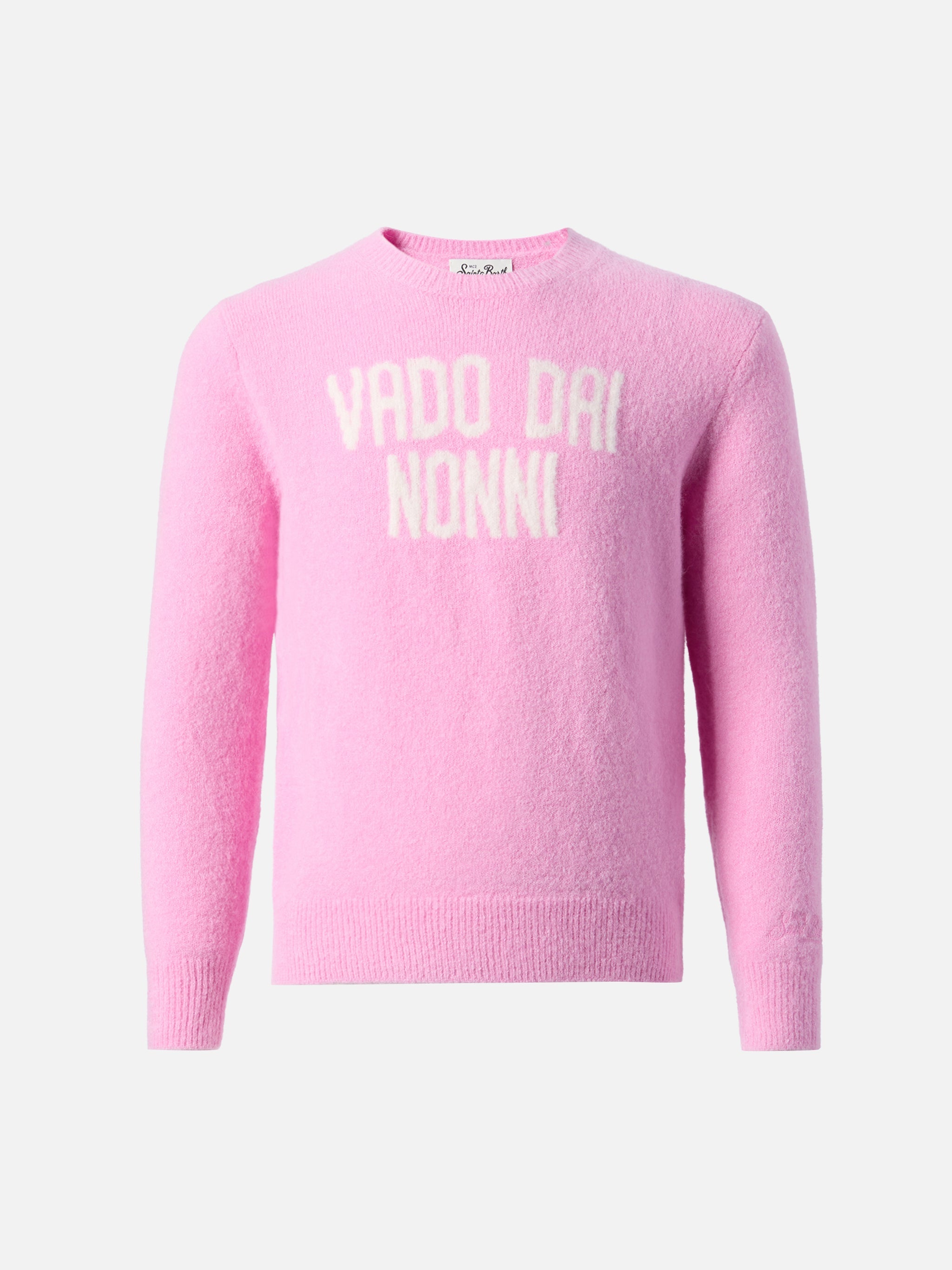 Princess Stretch Alpaca-Blend Sweater With Vado Dai Nonni Jacquard Pink