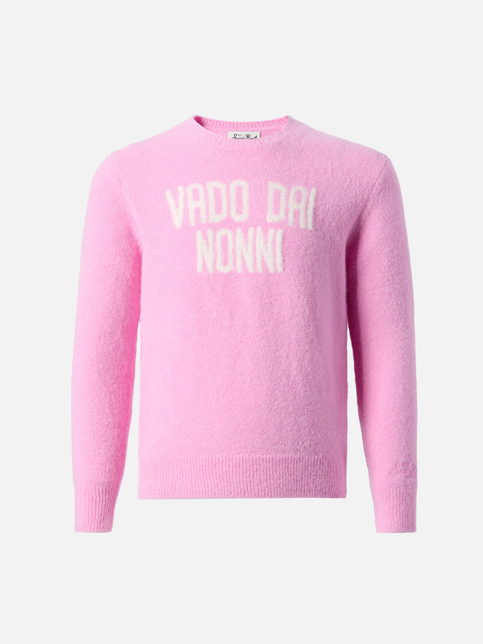 Princess Stretch Alpaca-Blend Sweater With Vado Dai Nonni Jacquard Pink