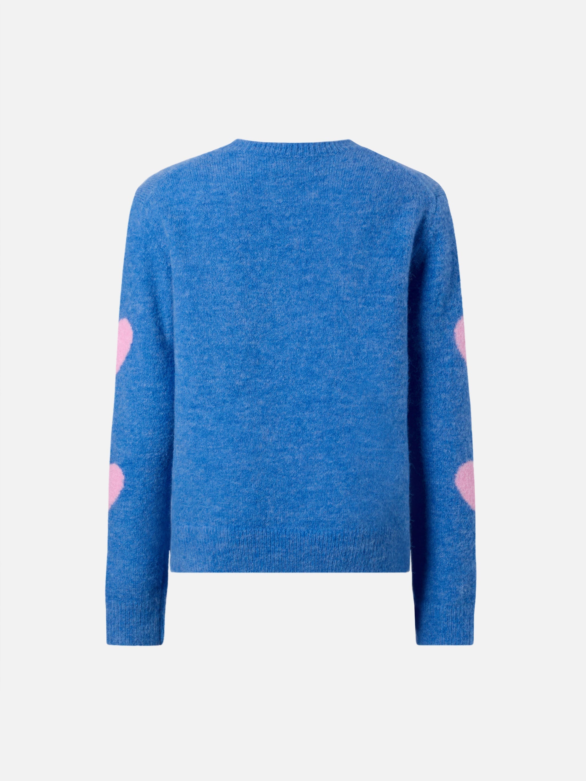 Princess Stretch Alpaca Sweater With Heart Jacquard And Kissene Frega Embroidery Blue