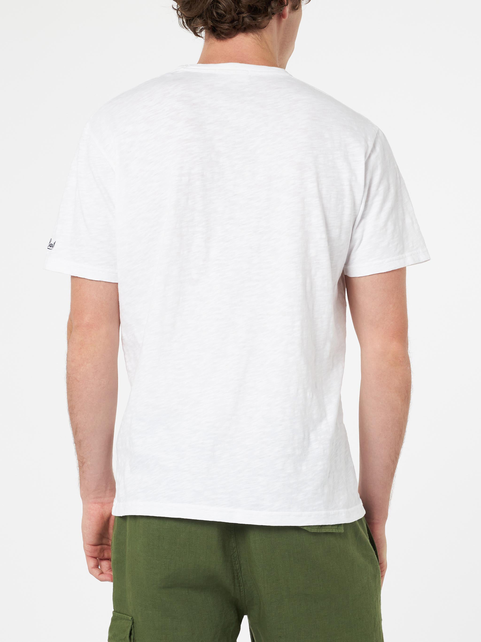President Flamed Cotton T-Shirt White Solid Color