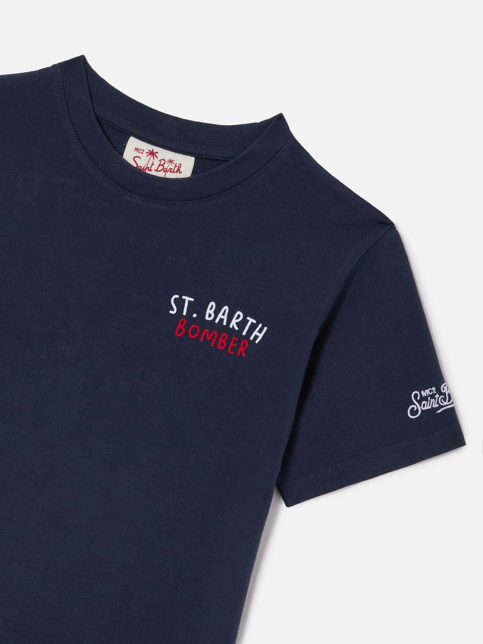Portland Jr T-Shirt With Bomber Embroidery Blue