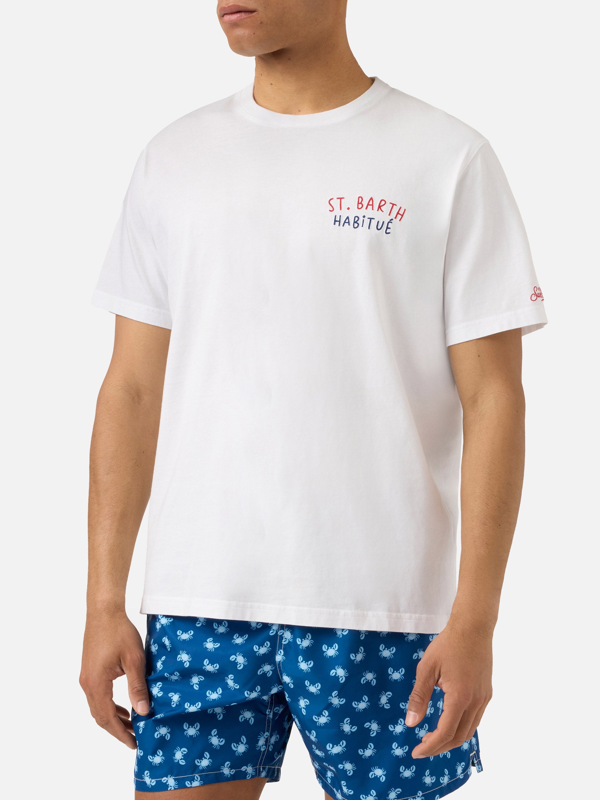 White Portland T-Shirt With St. Barth Habitué Embroidery