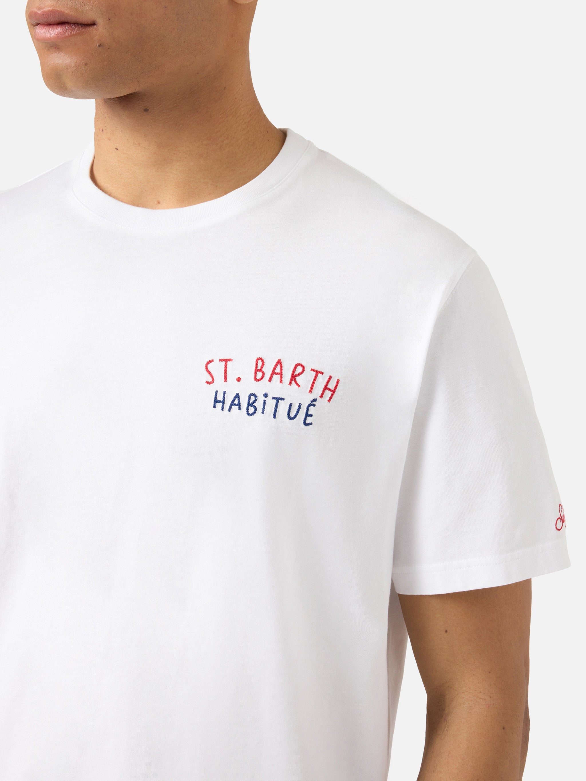White Portland T-Shirt With St. Barth Habitué Embroidery