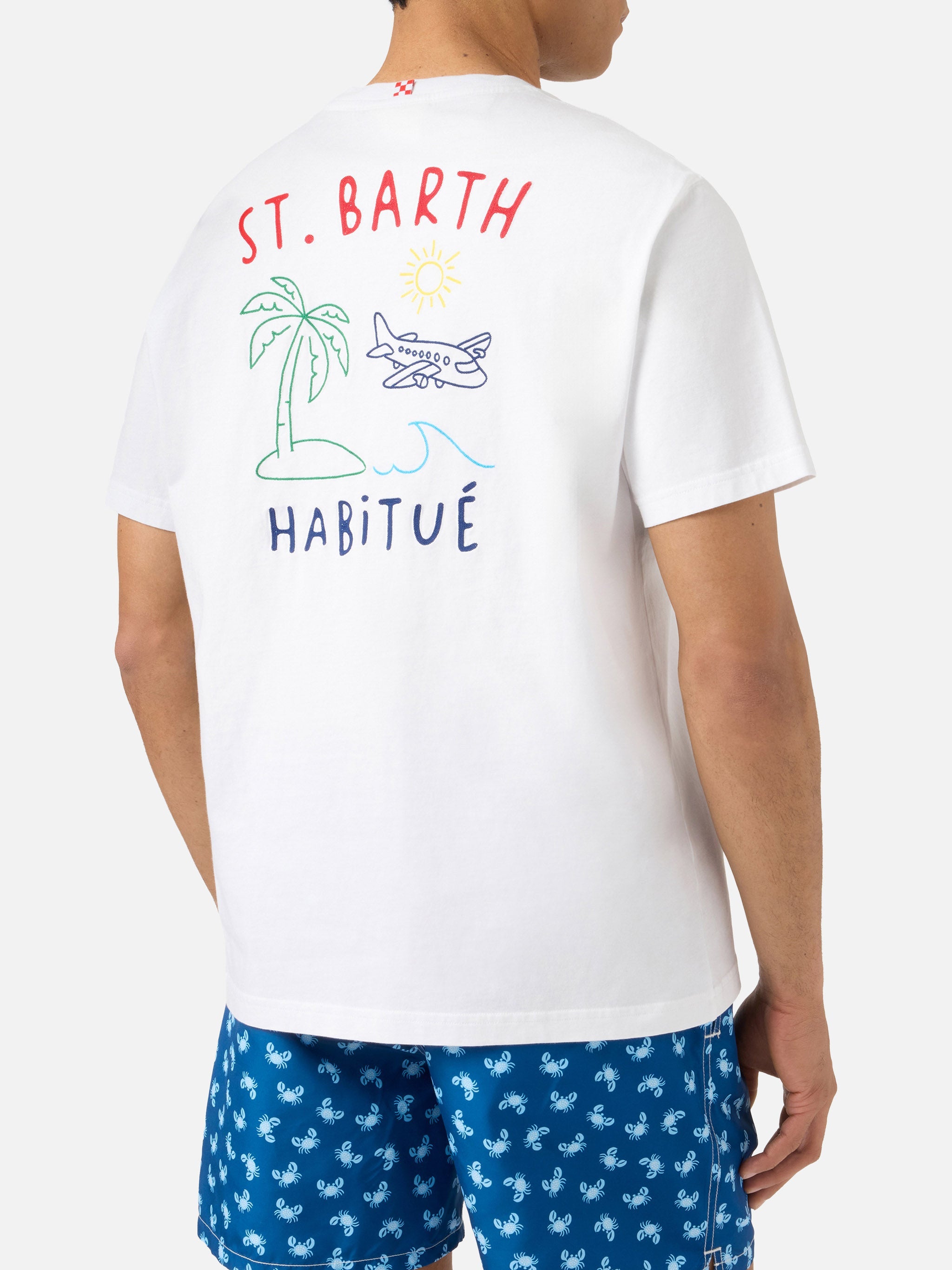 White Portland T-Shirt With St. Barth Habitué Embroidery