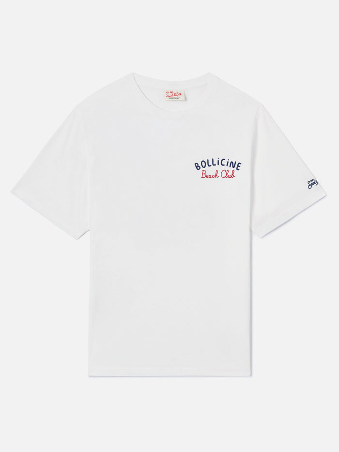 White Portland T-Shirt With Bollicine Beach Club Embroidery