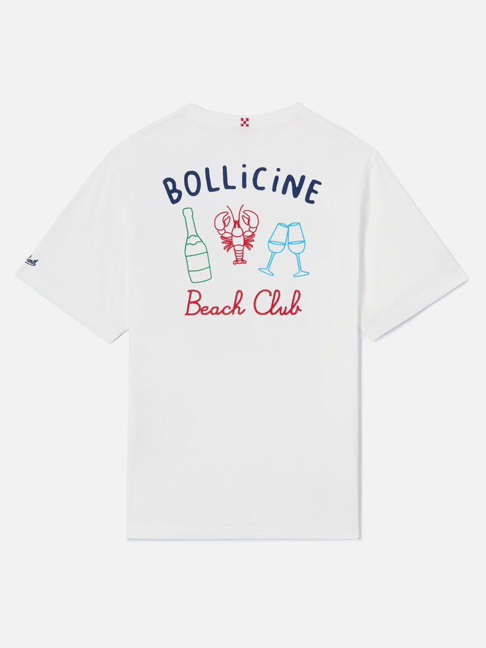 White Portland T-Shirt With Bollicine Beach Club Embroidery