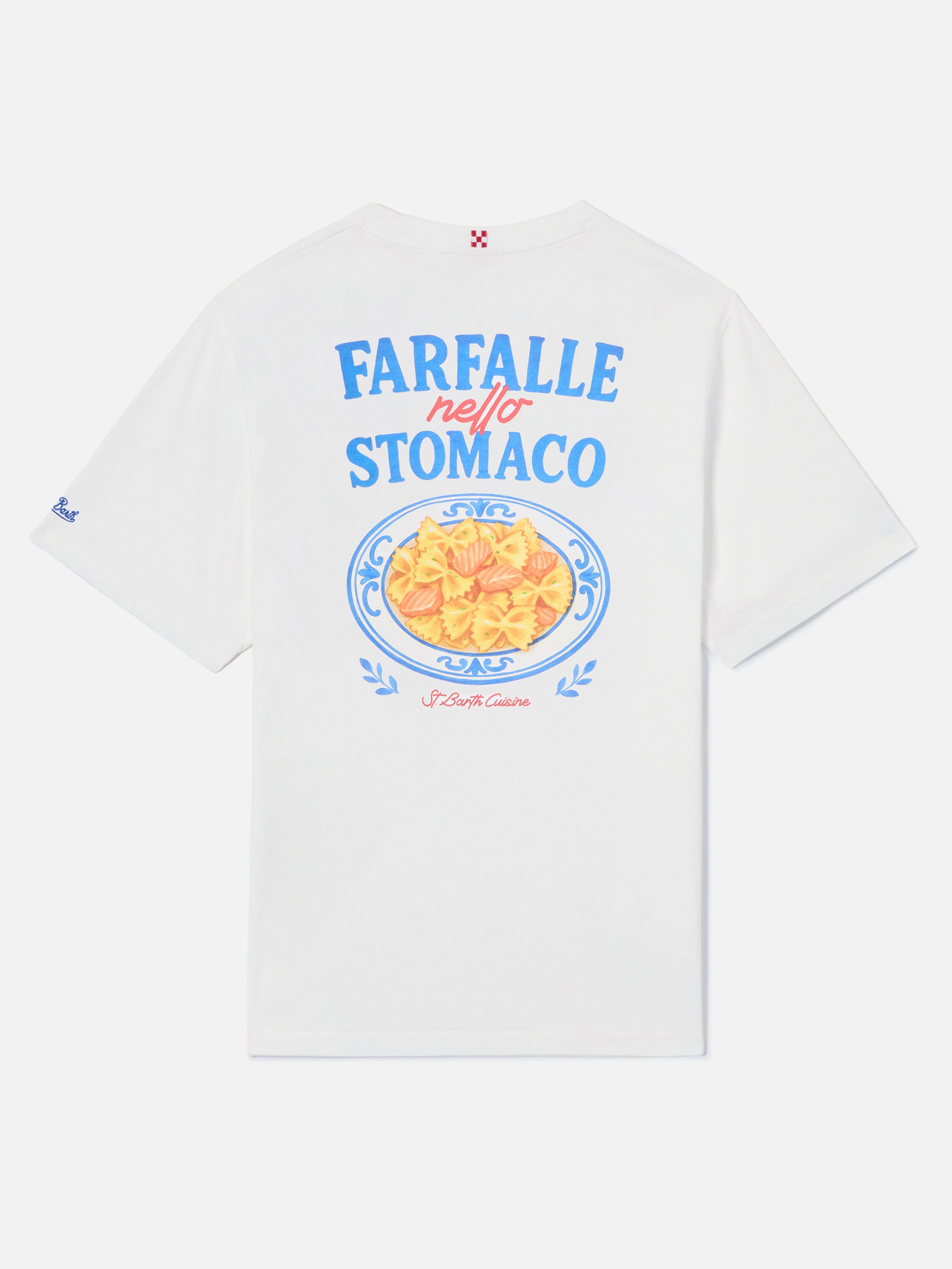 White Portland T-Shirt With Farfalle Nello Stomaco Print