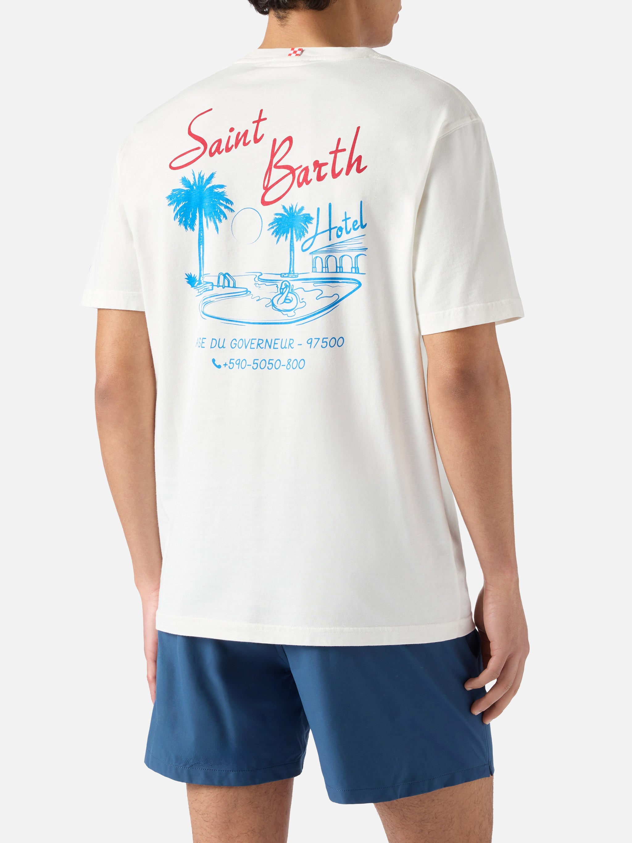 Cream Portland T-Shirt With St. Barth Hotel Print White
