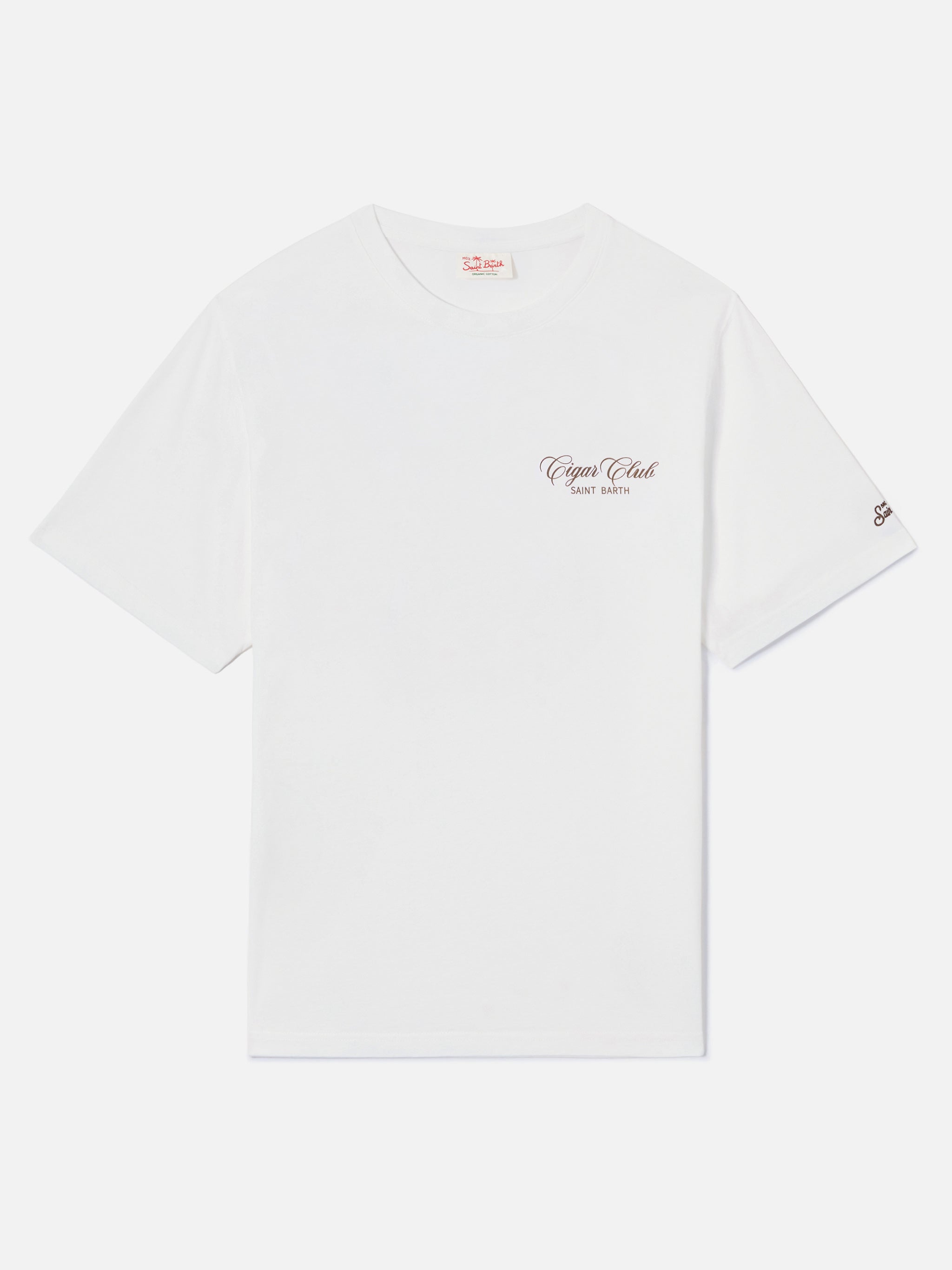 White Portland T-Shirt With Cigar Club Print