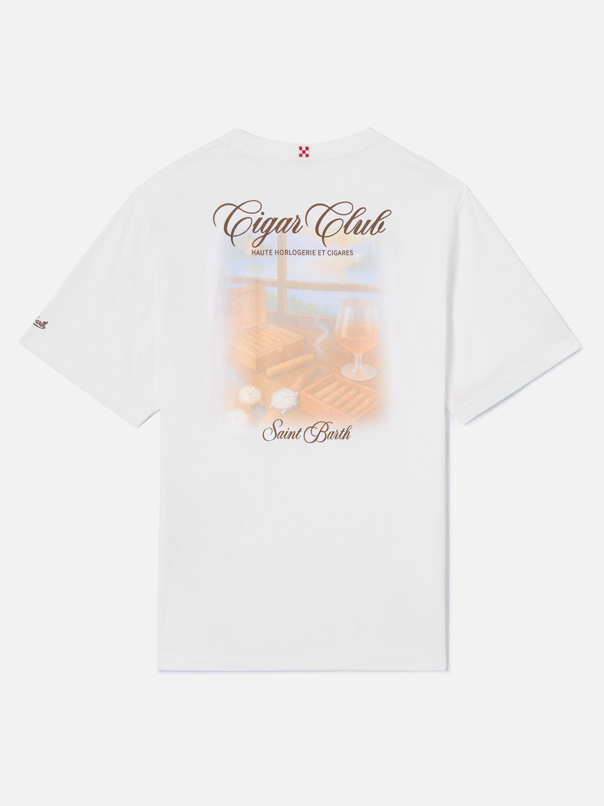 White Portland T-Shirt With Cigar Club Print