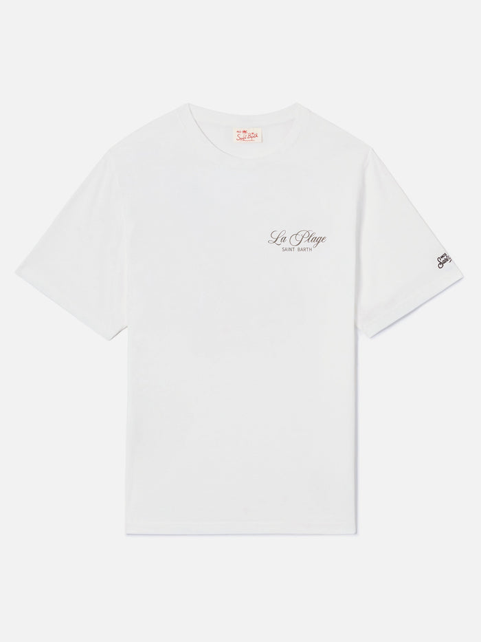 White Portland T-Shirt With La Plage Print