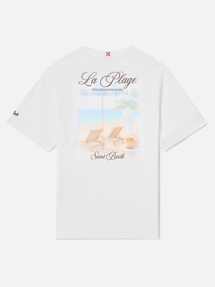 White Portland T-Shirt With La Plage Print
