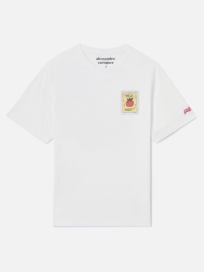 White Portland T-Shirt With Mela Godo Illustration