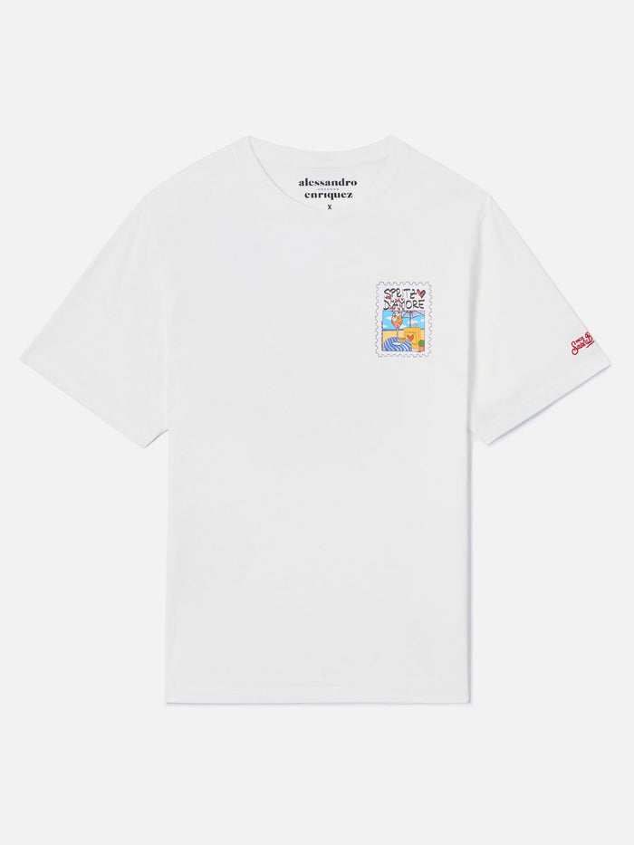 White Portland T-Shirt With Spritzo Damore Illustration