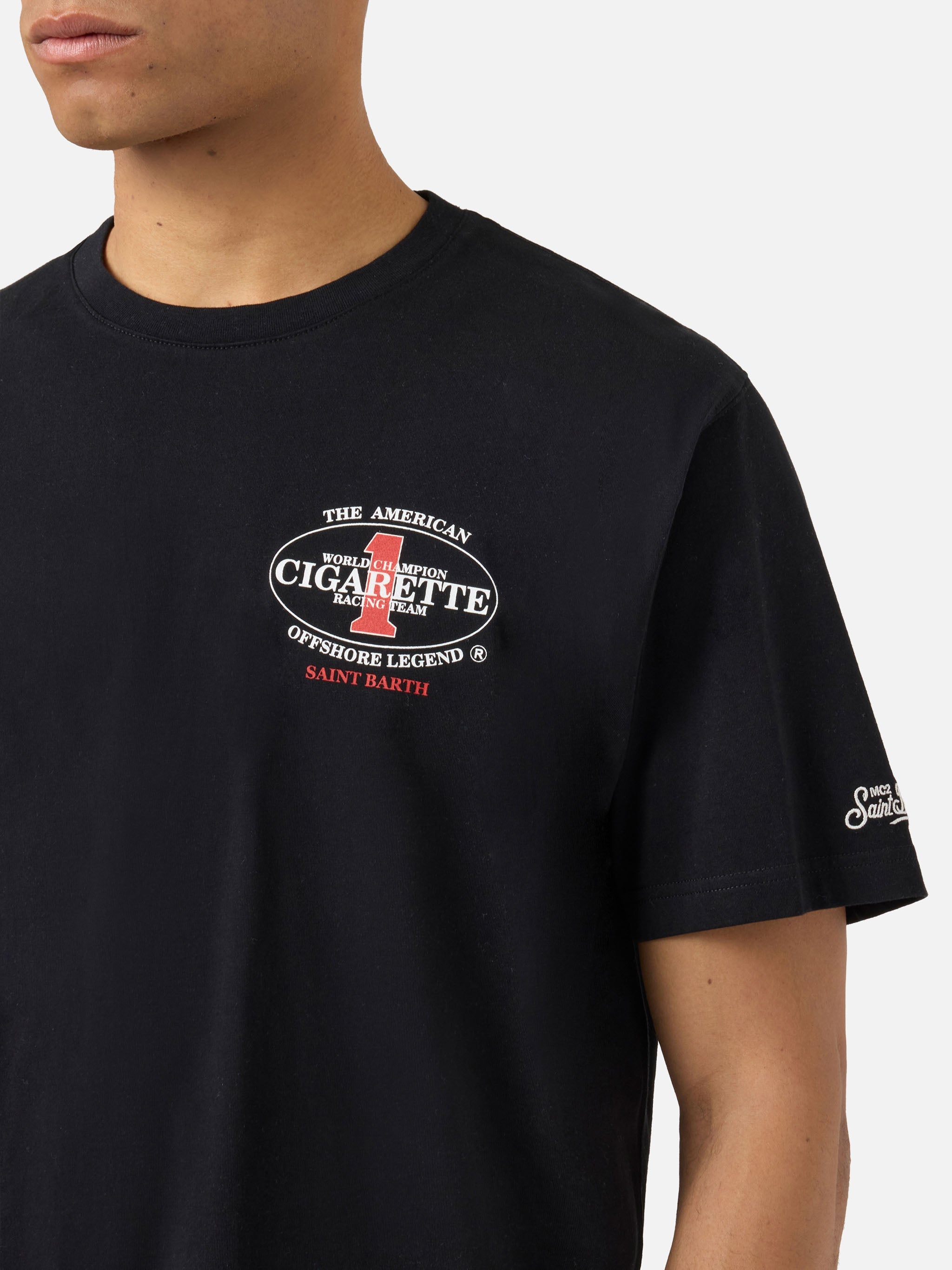Black Portland T-Shirt With Cigarette Racing Print | Special Edition