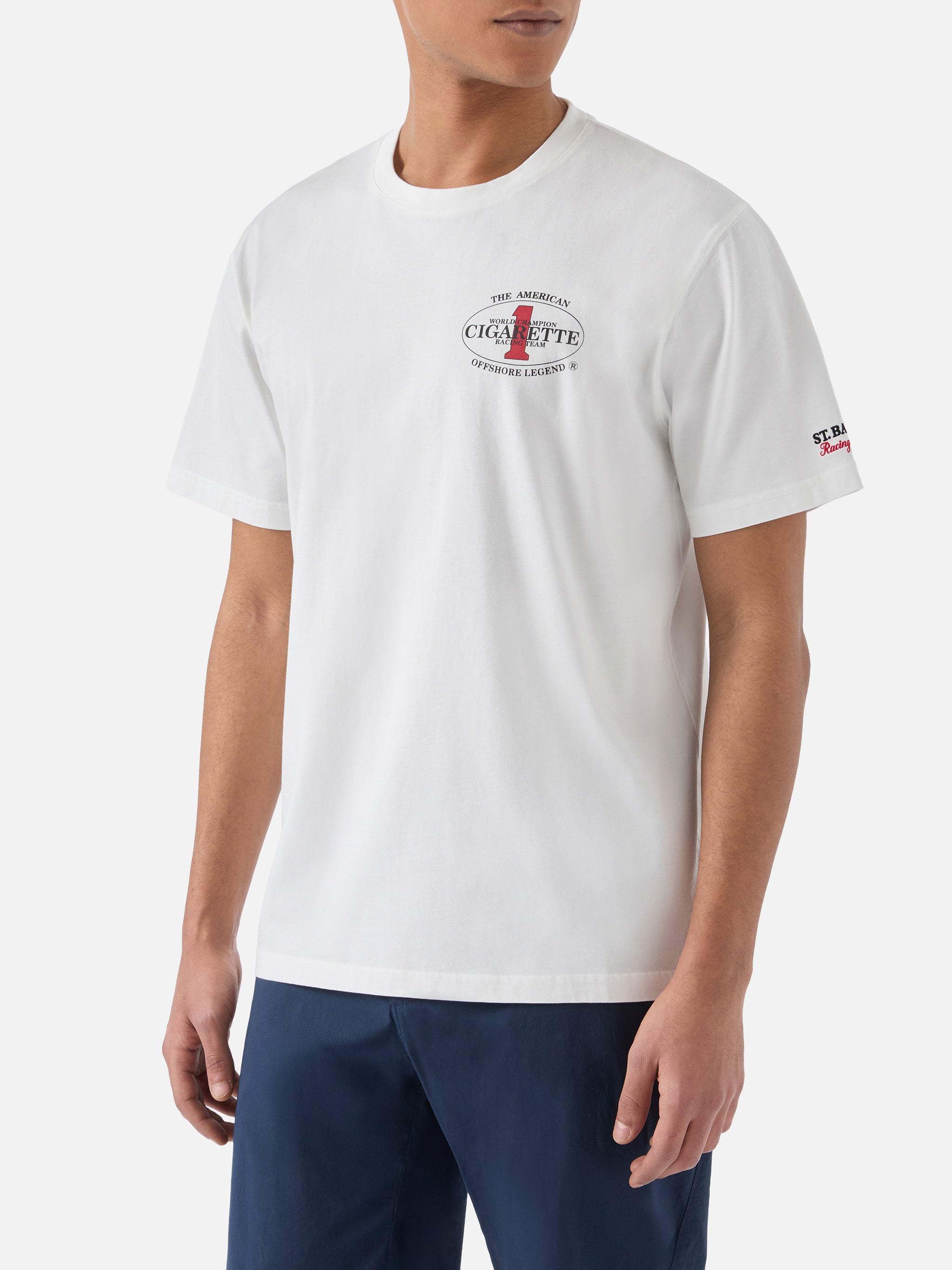 Cream Portland T-Shirt With Cigarette Racing Print | Special Edition White