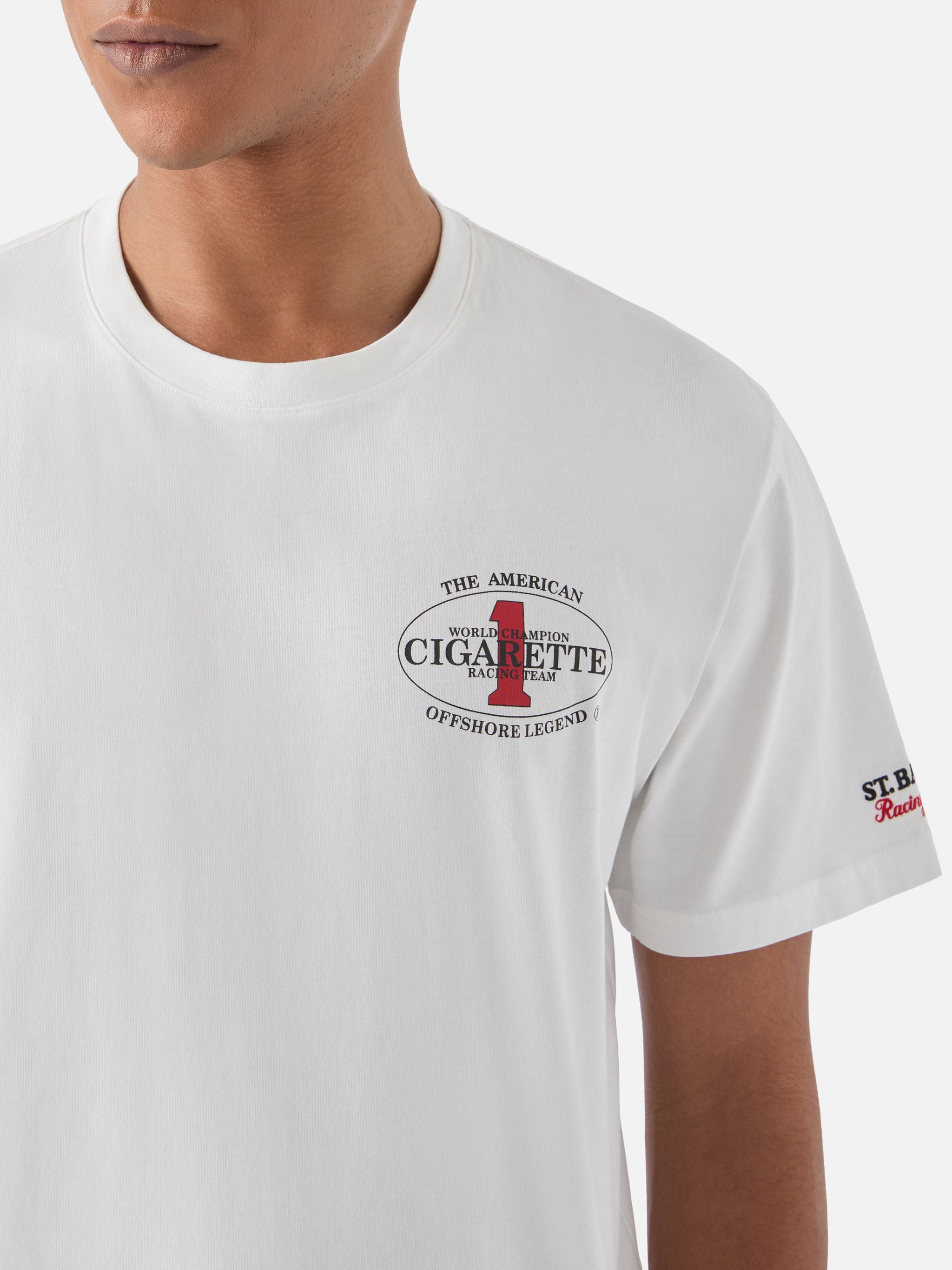 Cream Portland T-Shirt With Cigarette Racing Print | Special Edition White