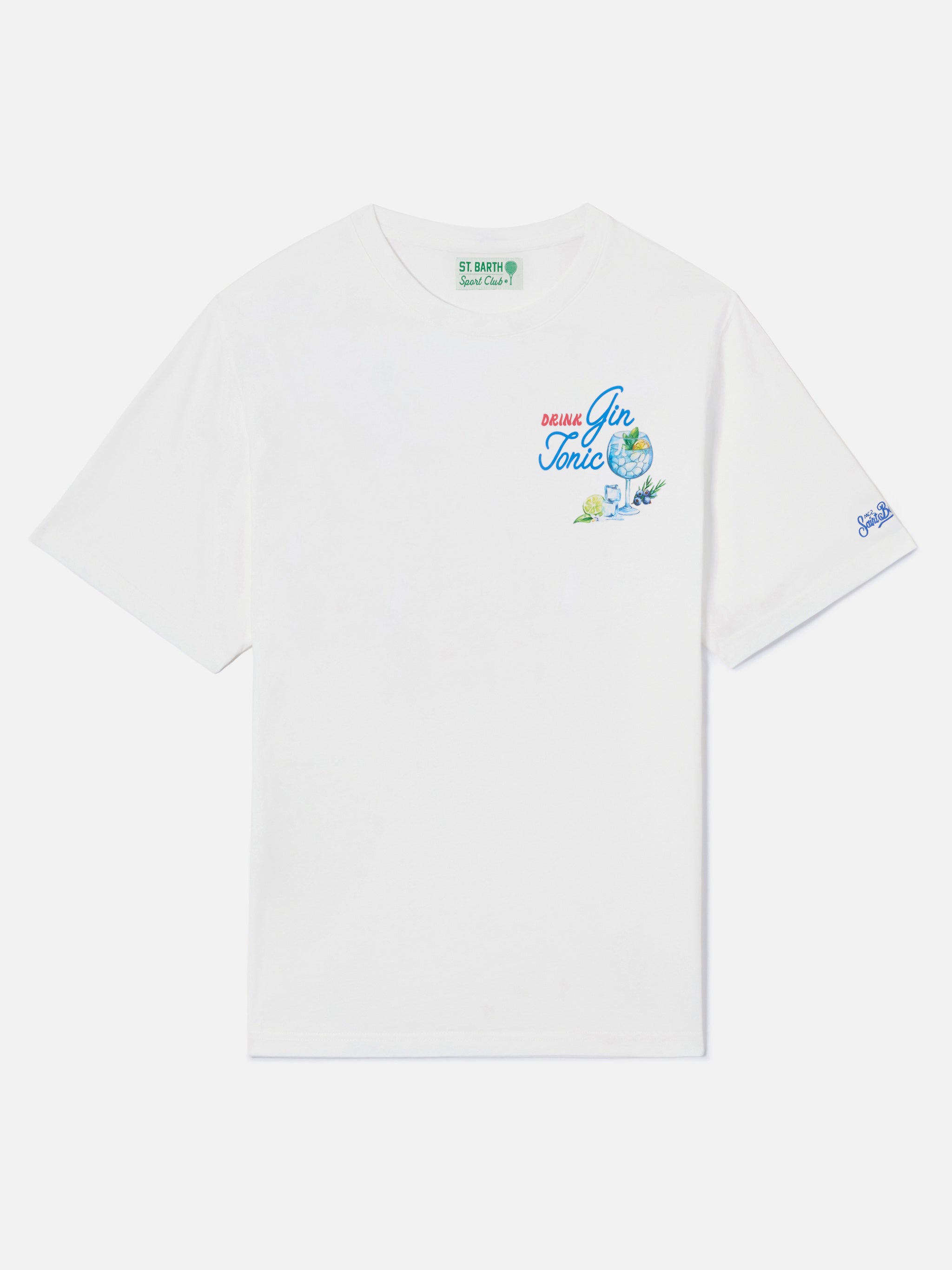 White Portland T-Shirt With Gin Tonic Drink Illustration