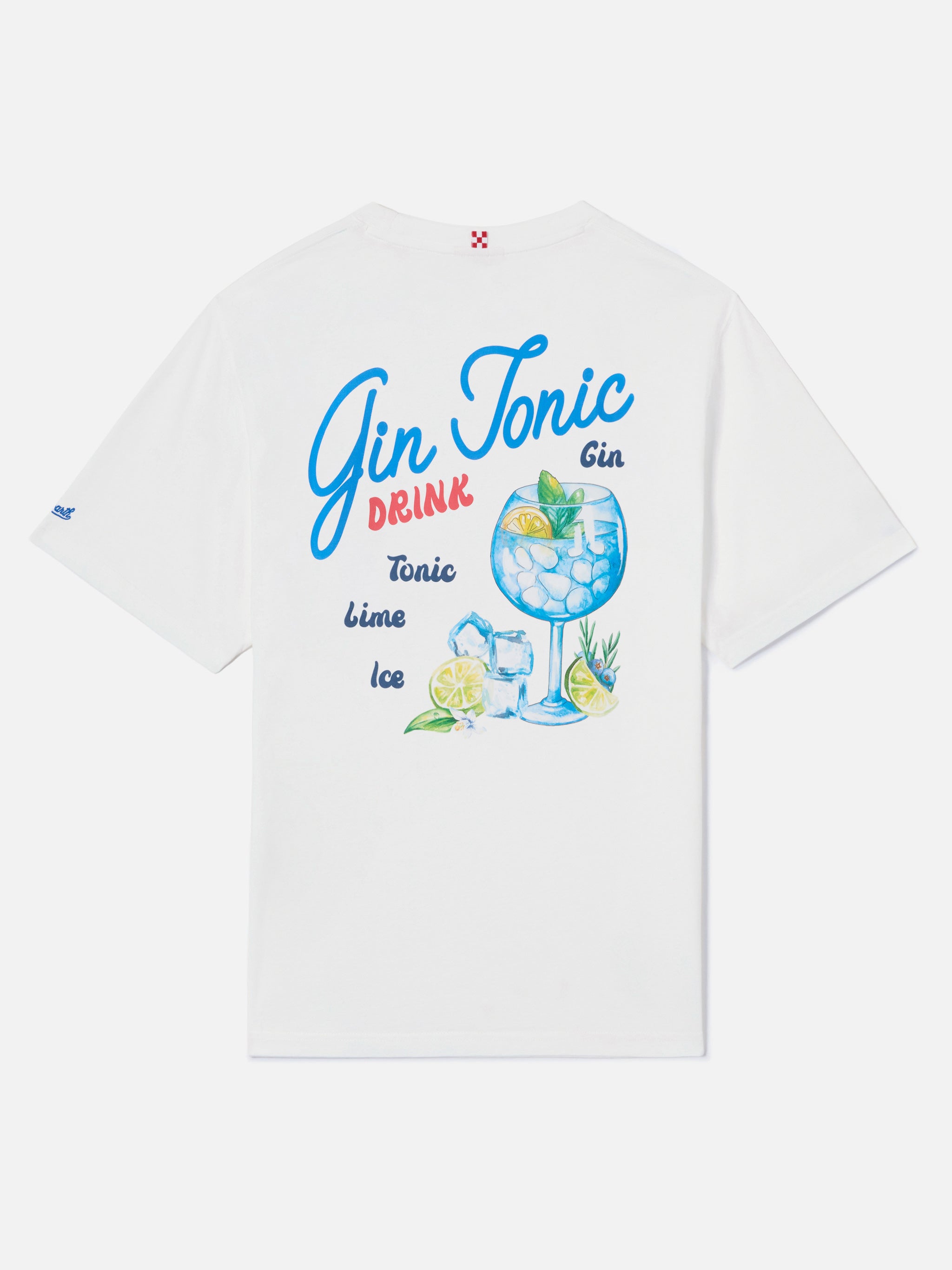 White Portland T-Shirt With Gin Tonic Drink Illustration