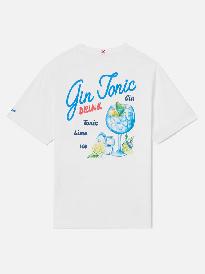 White Portland T-Shirt With Gin Tonic Drink Illustration