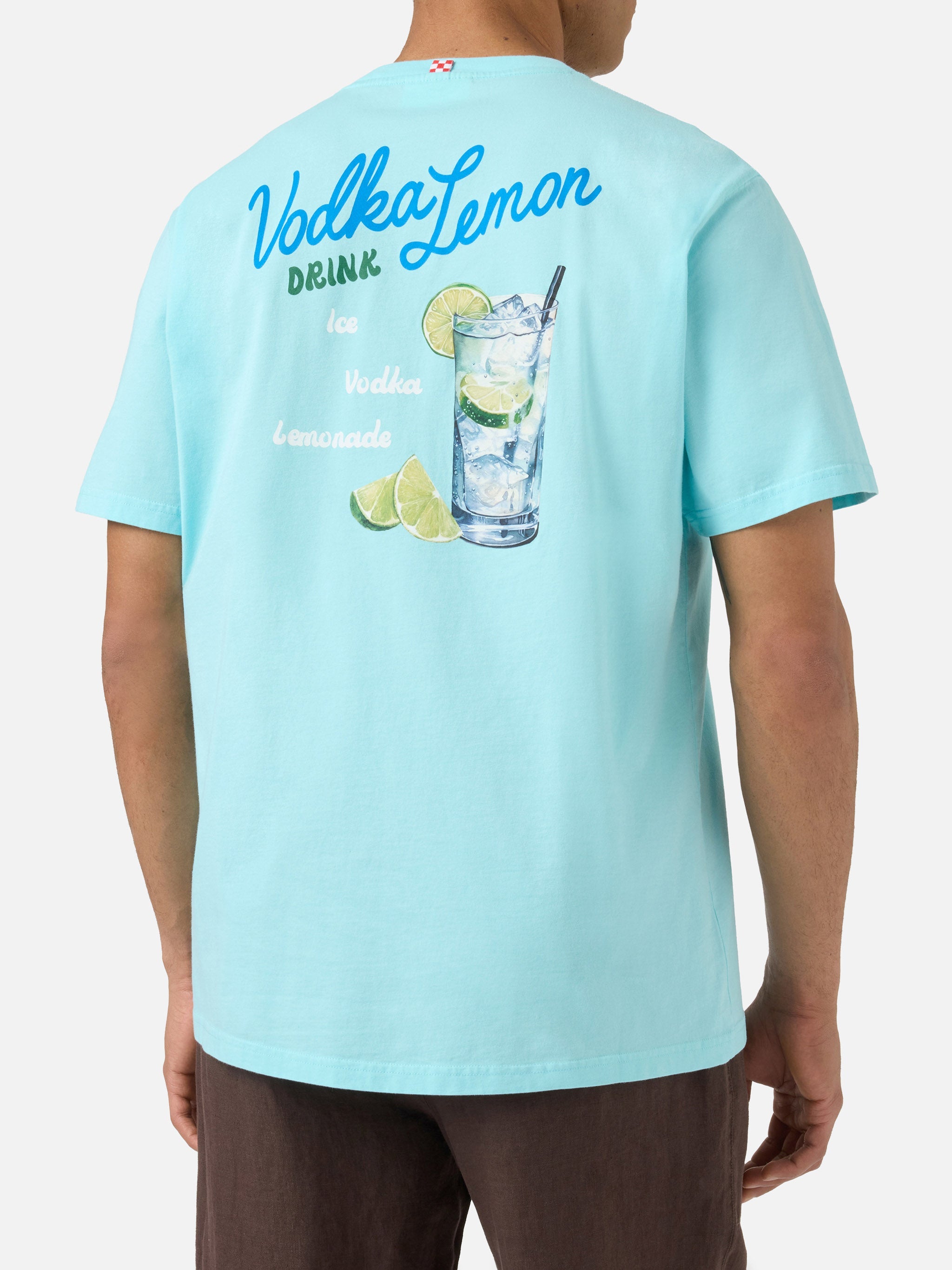Aqua Green Portland T-Shirt With Vodka Lemon Drink Illustration