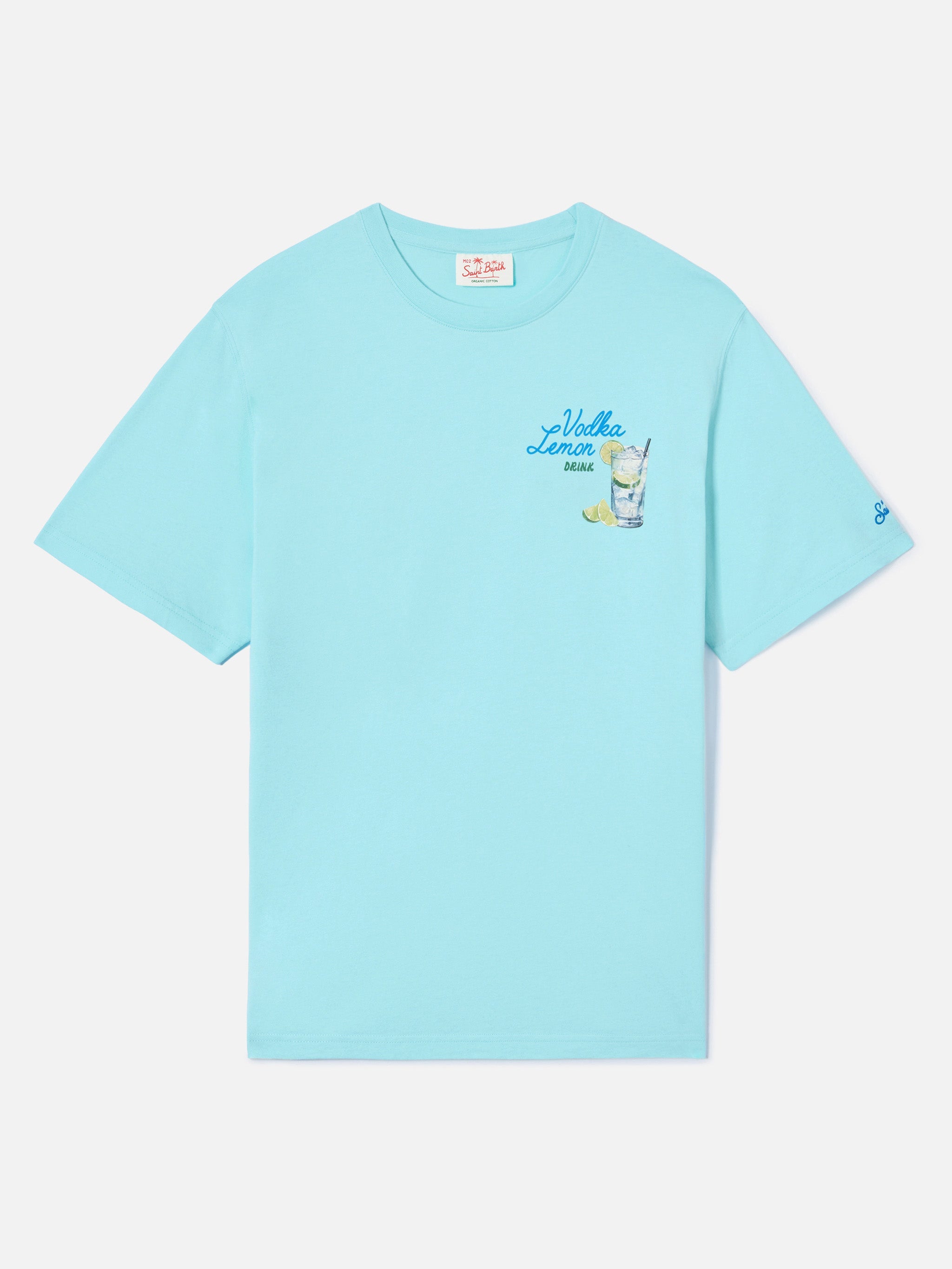 Aqua Green Portland T-Shirt With Vodka Lemon Drink Illustration