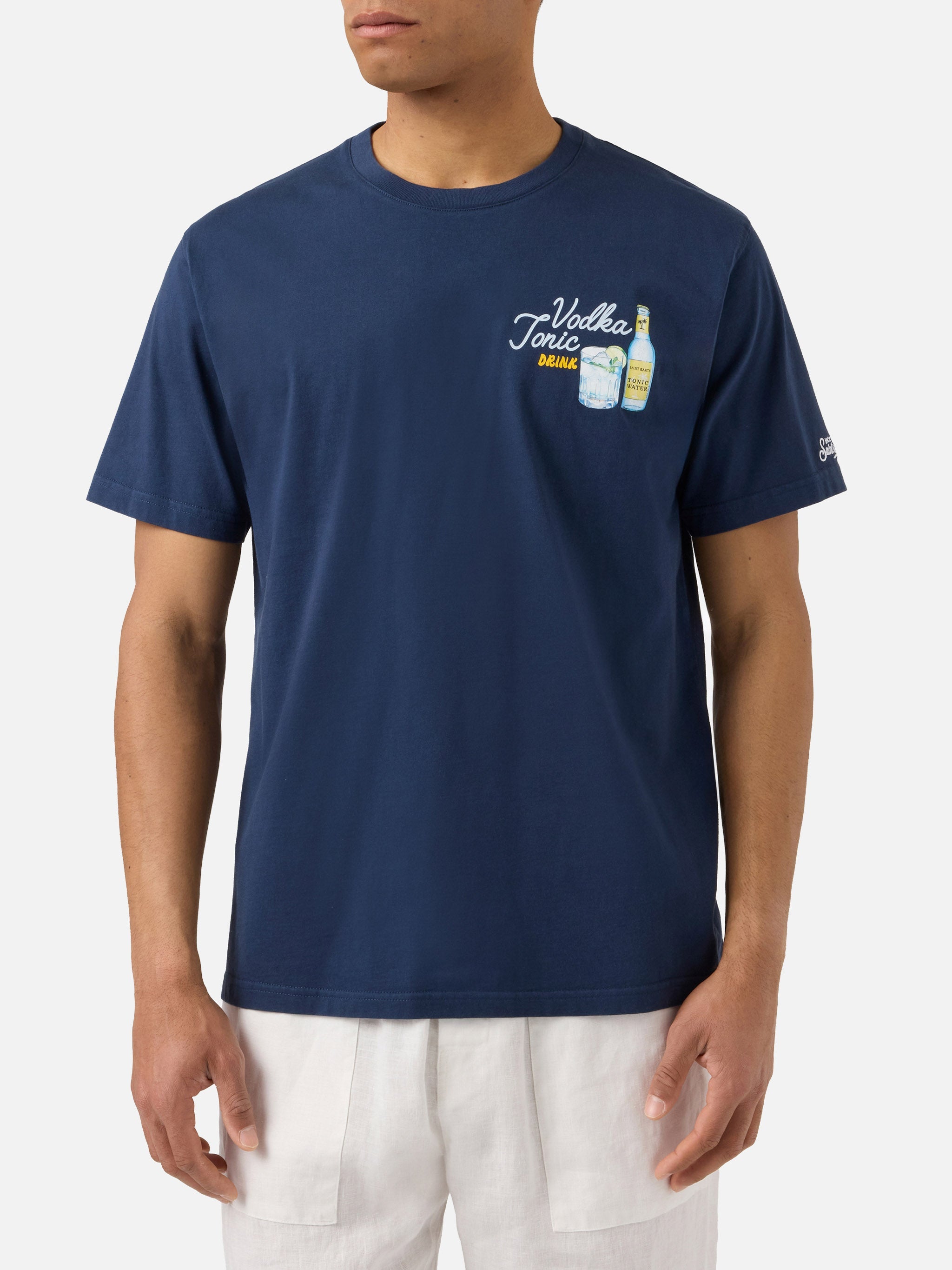 Blue Portland T-Shirt With Vodka Tonic Drink Illustration