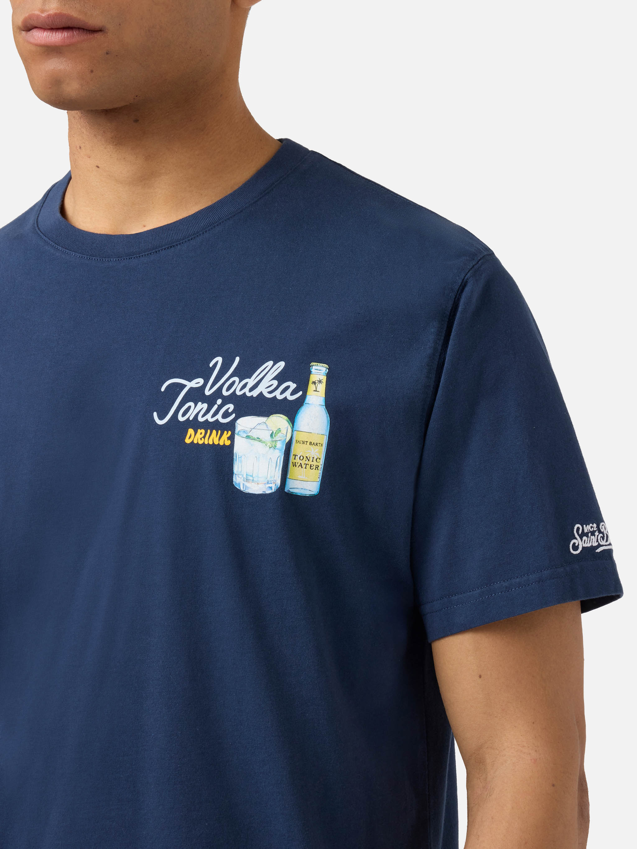 Blue Portland T-Shirt With Vodka Tonic Drink Illustration
