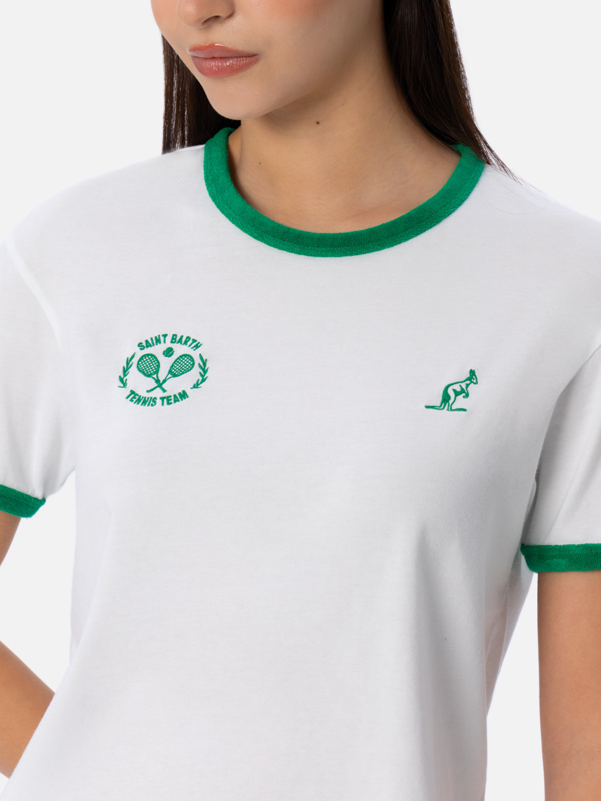 Cotton Jersey Crewneck T-Shirt Priscilla With Terry Piping | Australian Brand Special Edition White