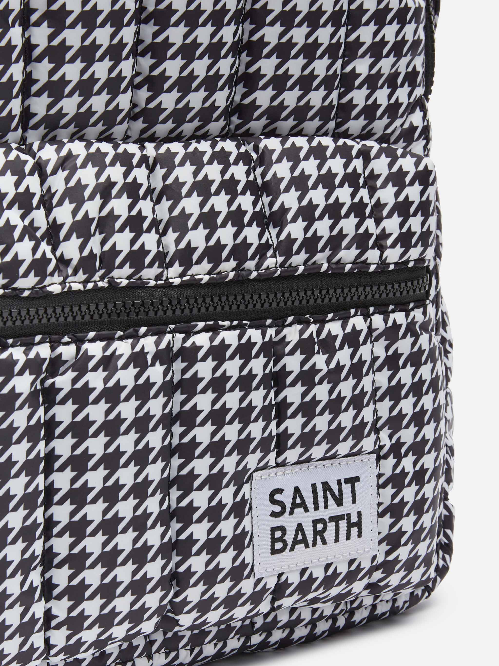 Puffer Backpack With Pied De Poule Print White