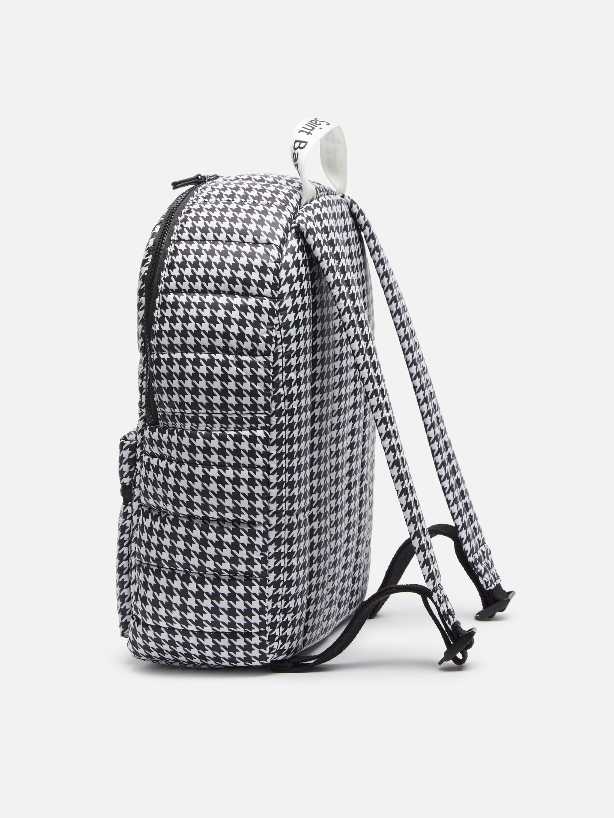 Puffer Backpack With Pied De Poule Print White