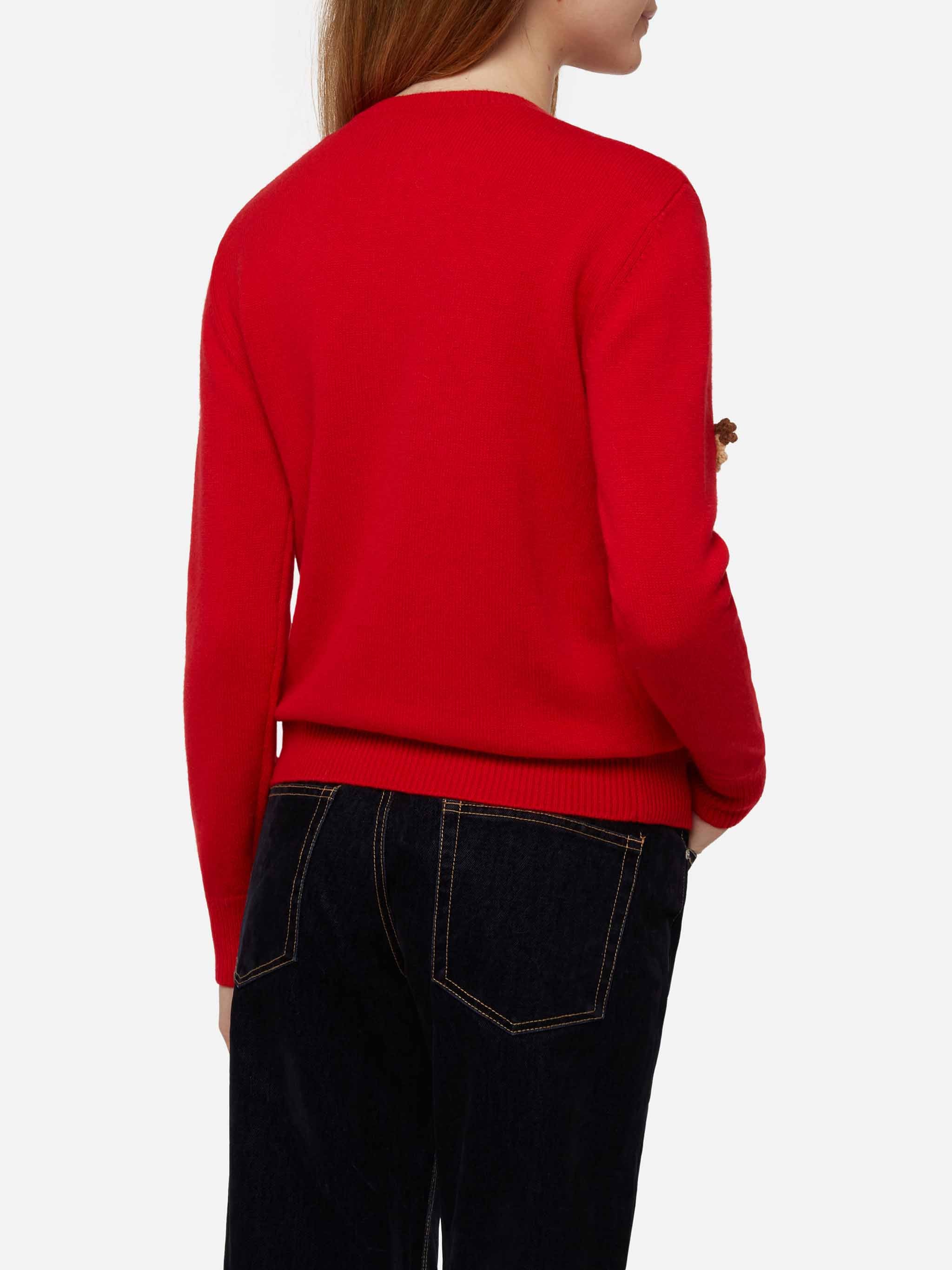 Maglia New Queen Brushed Rossa Con Patch Natalizie Red Knitwear