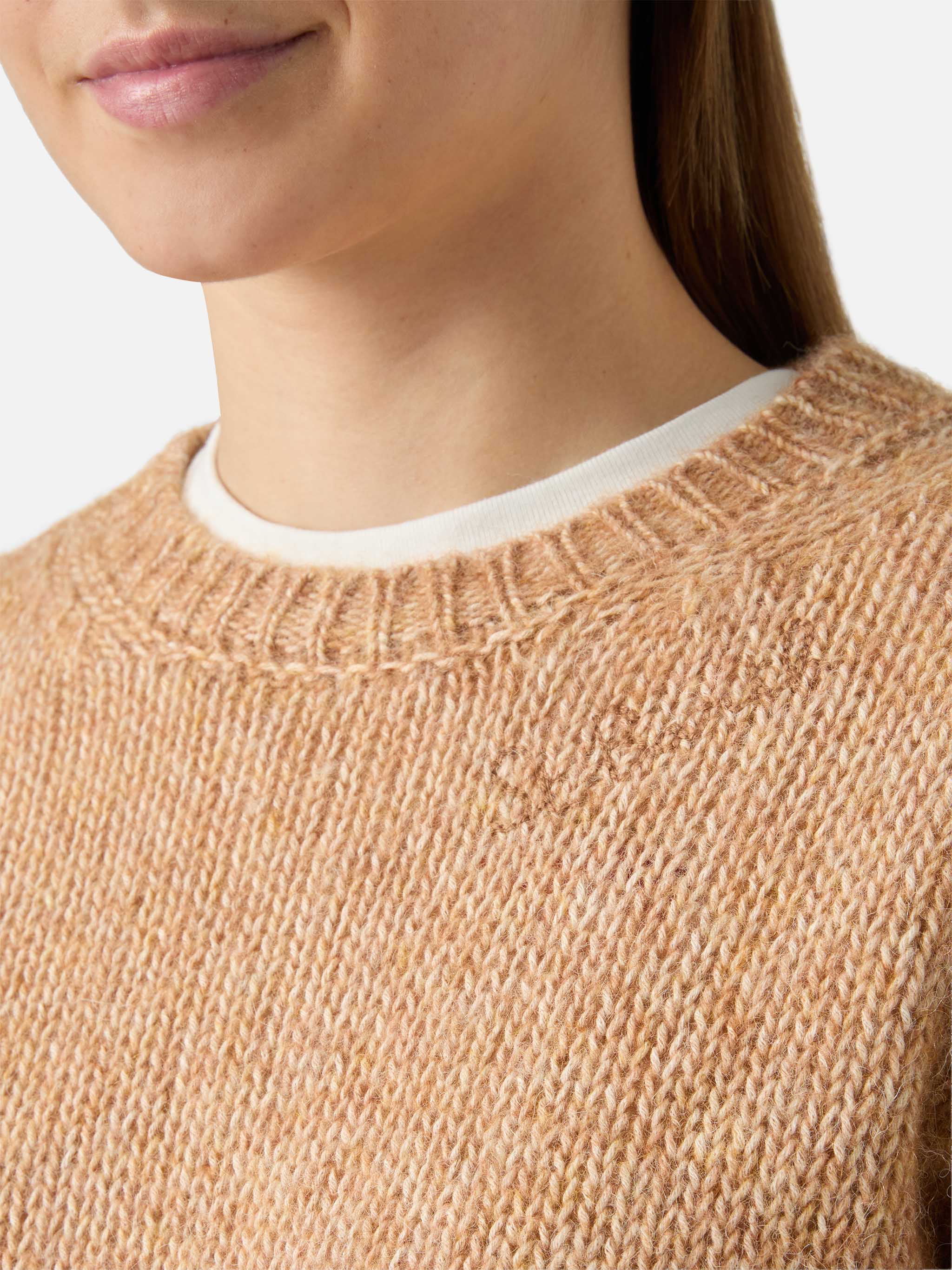 New Queen Crewneck Beige Blended Alpaca White