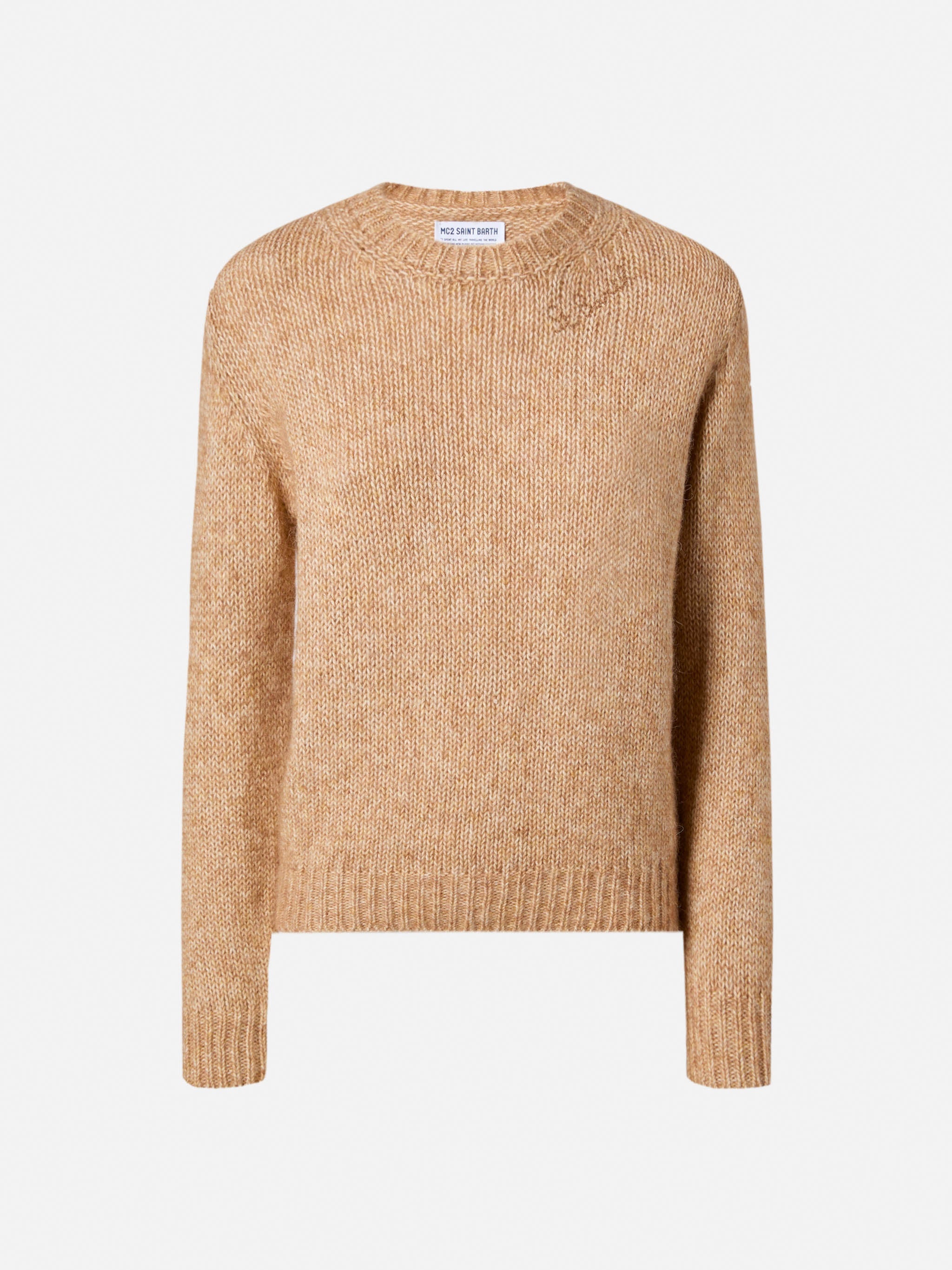New Queen Crewneck Beige Blended Alpaca White