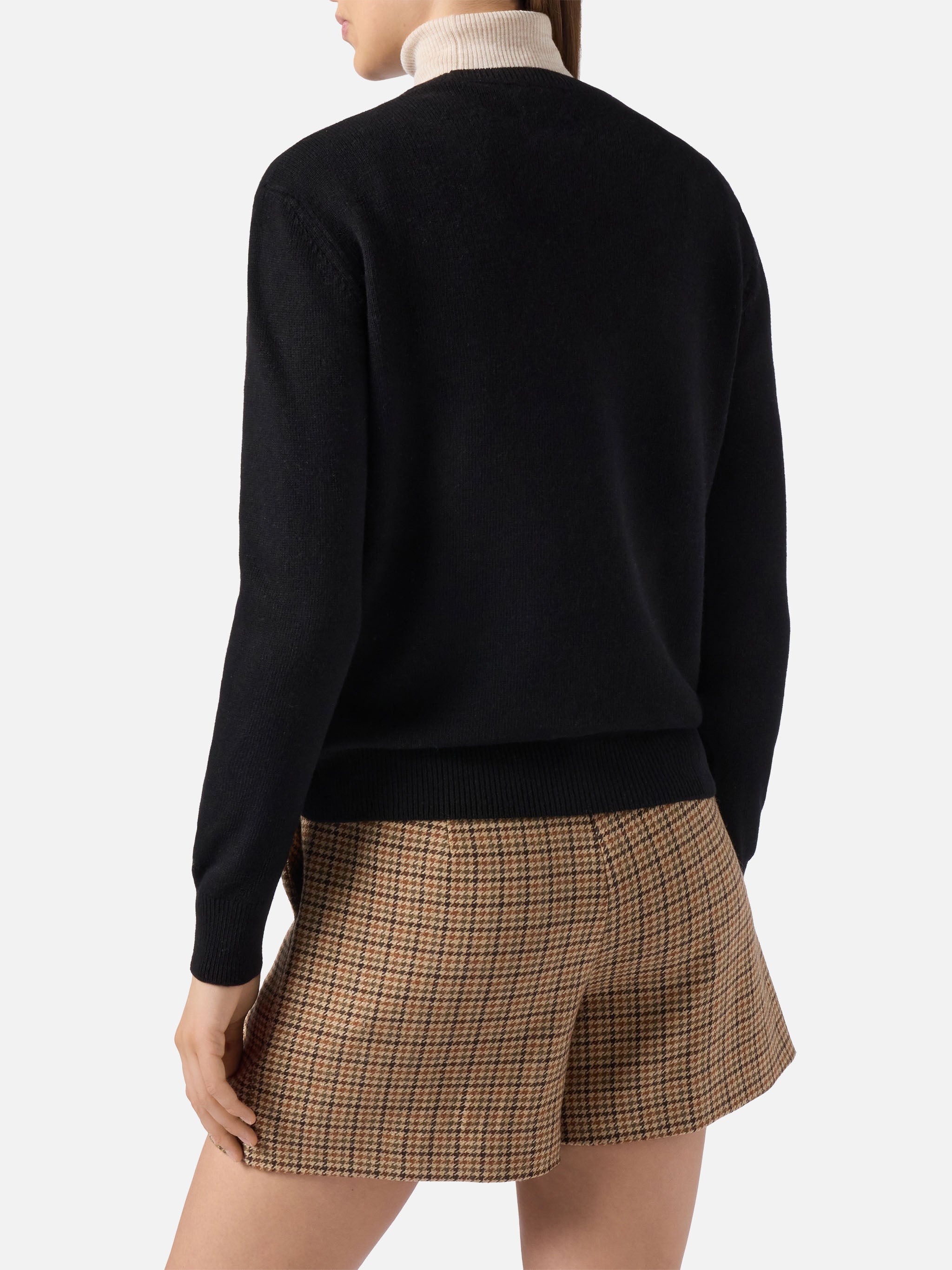 New Queen Cashmere-Blend Crewneck With Vacanze Di Natale Jacquard | Special Edition Black