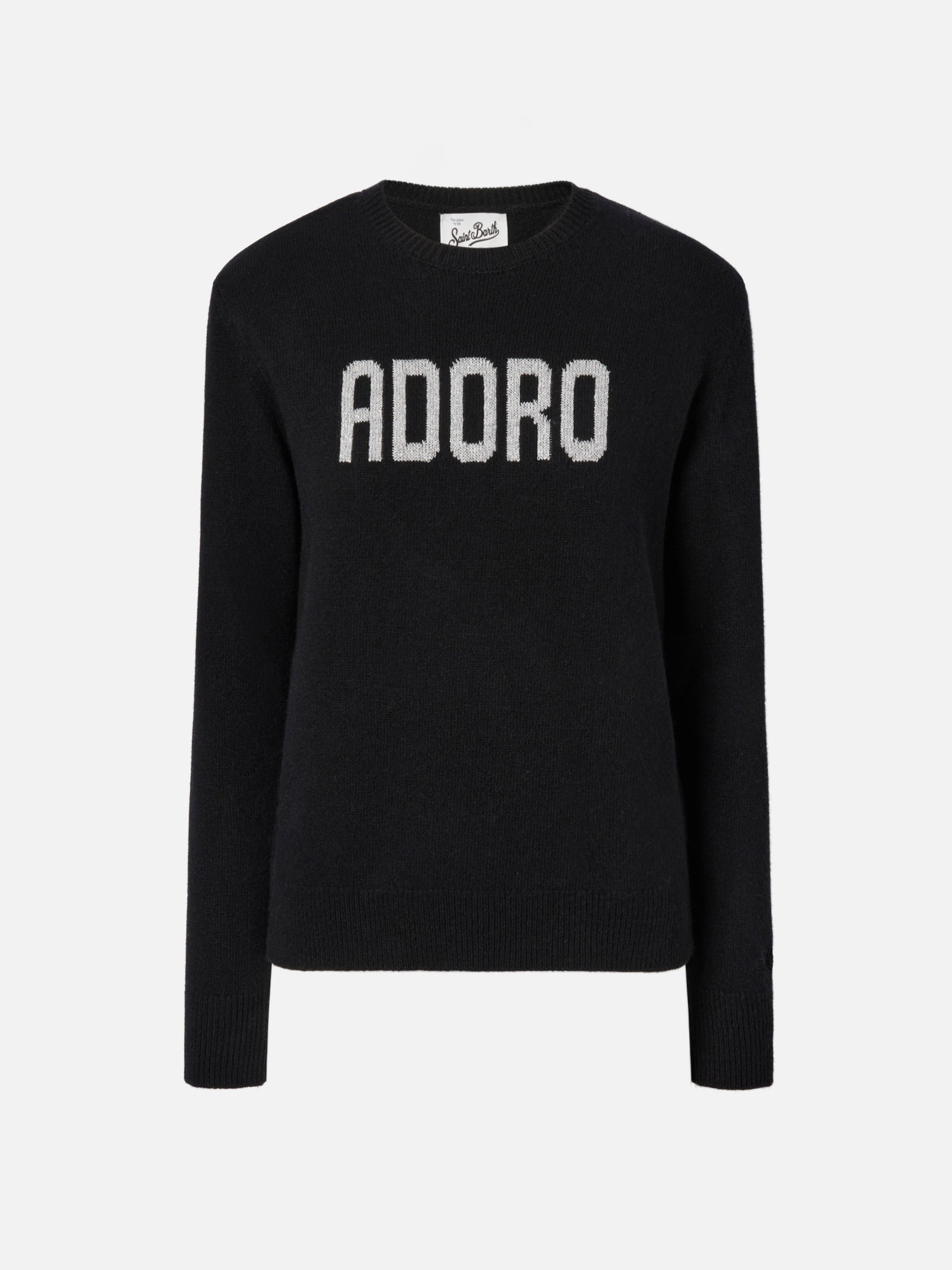 New Queen Cashmere-Blend Sweater Black With Adoro Jacquard
