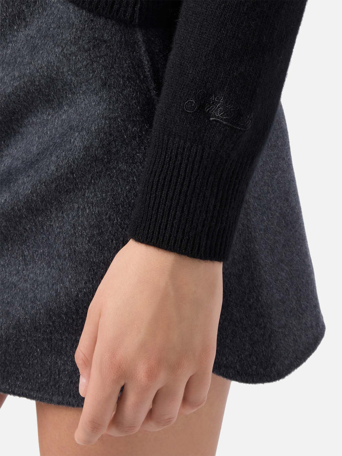 New Queen Cashmere-Blend Sweater Black With Adoro Jacquard