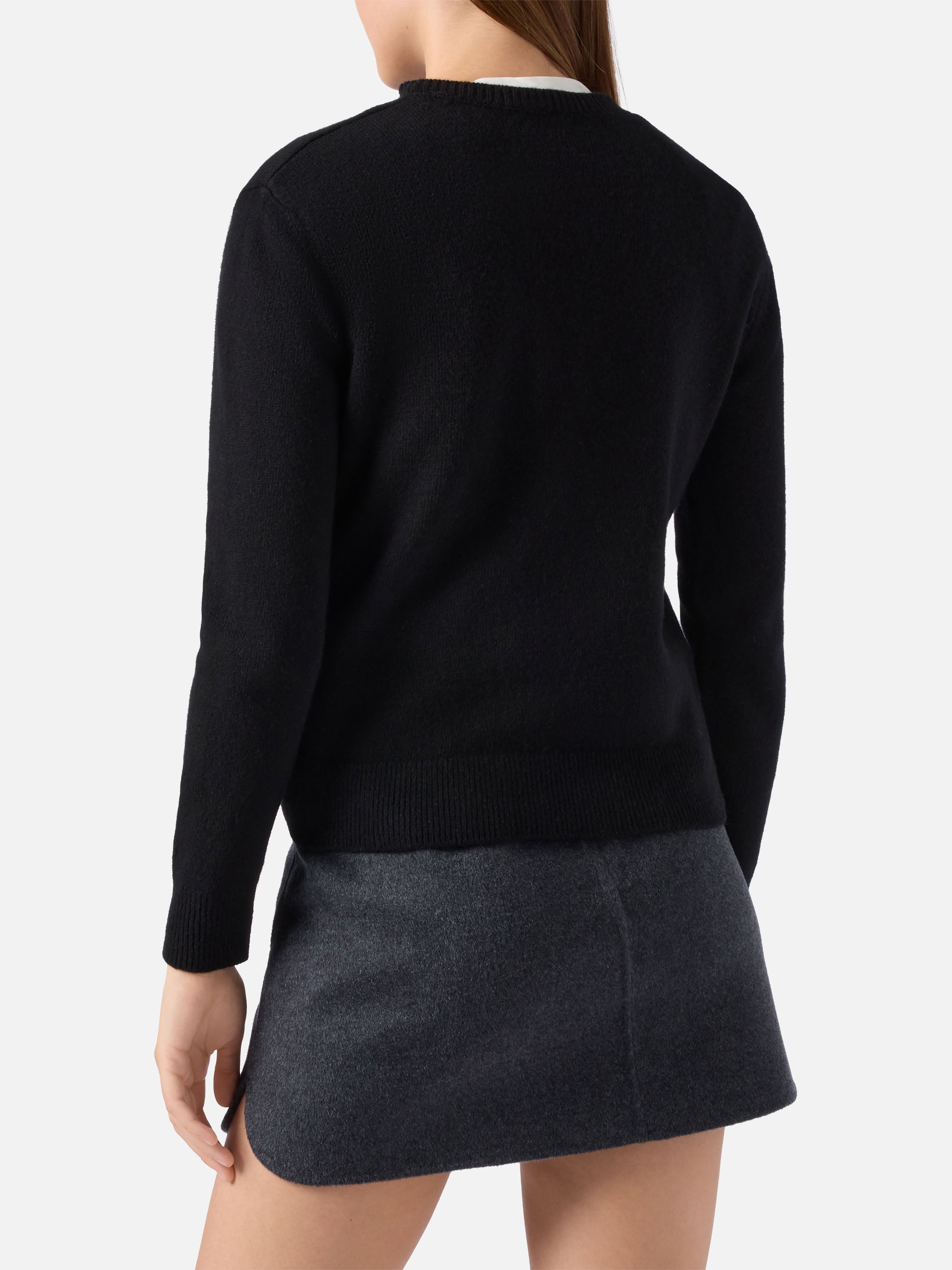 New Queen Cashmere-Blend Sweater Black With Adoro Jacquard
