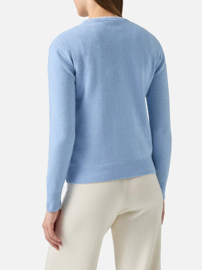 New Queen Crewneck With Io Che Amo Solo Te(quila) Embroidery Blue