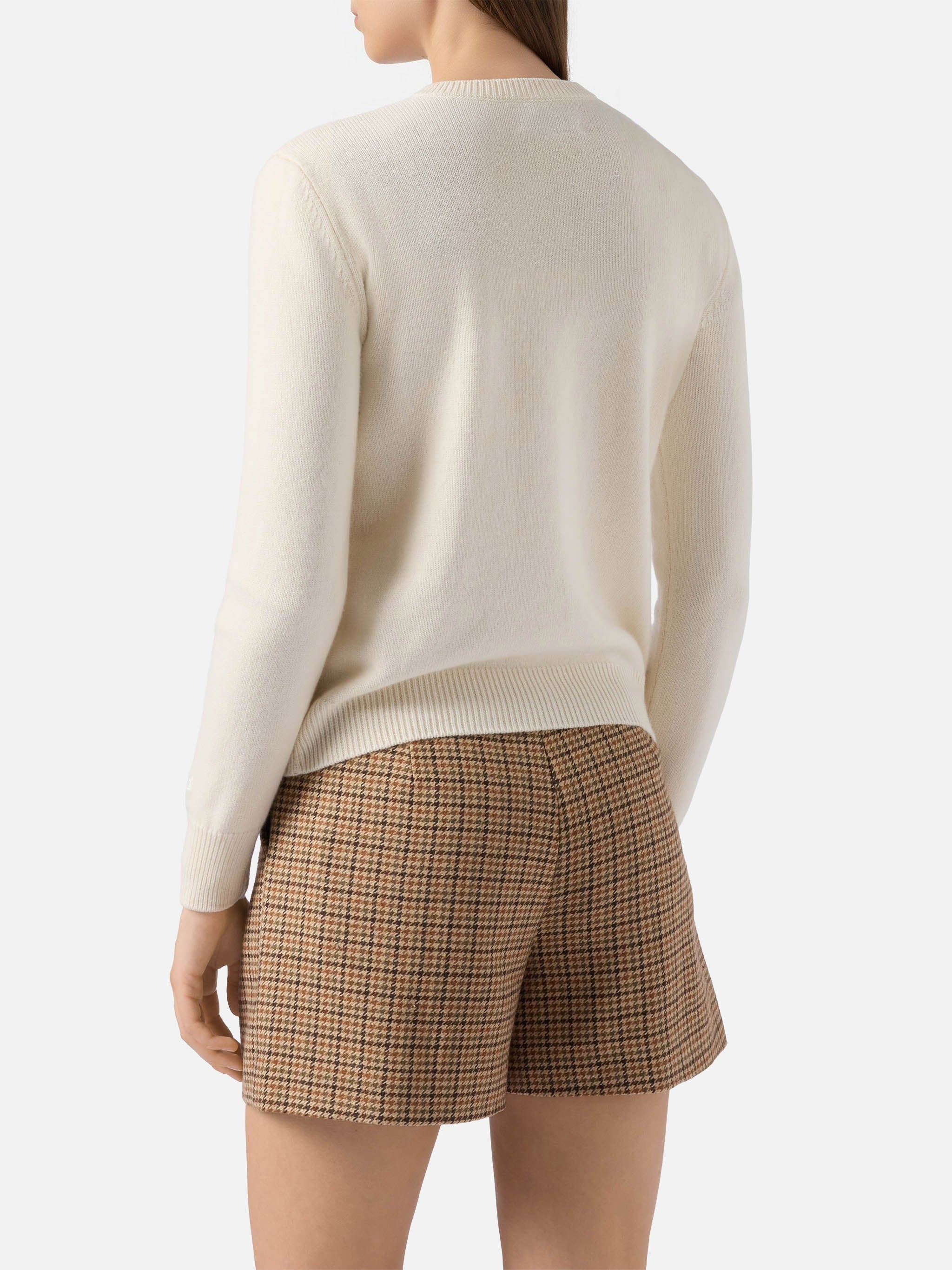 New Queen Cashmere-Blend Sweater In White With St. Moritz Embroidery | Top Of The World Special Edition __single__ Knitwear