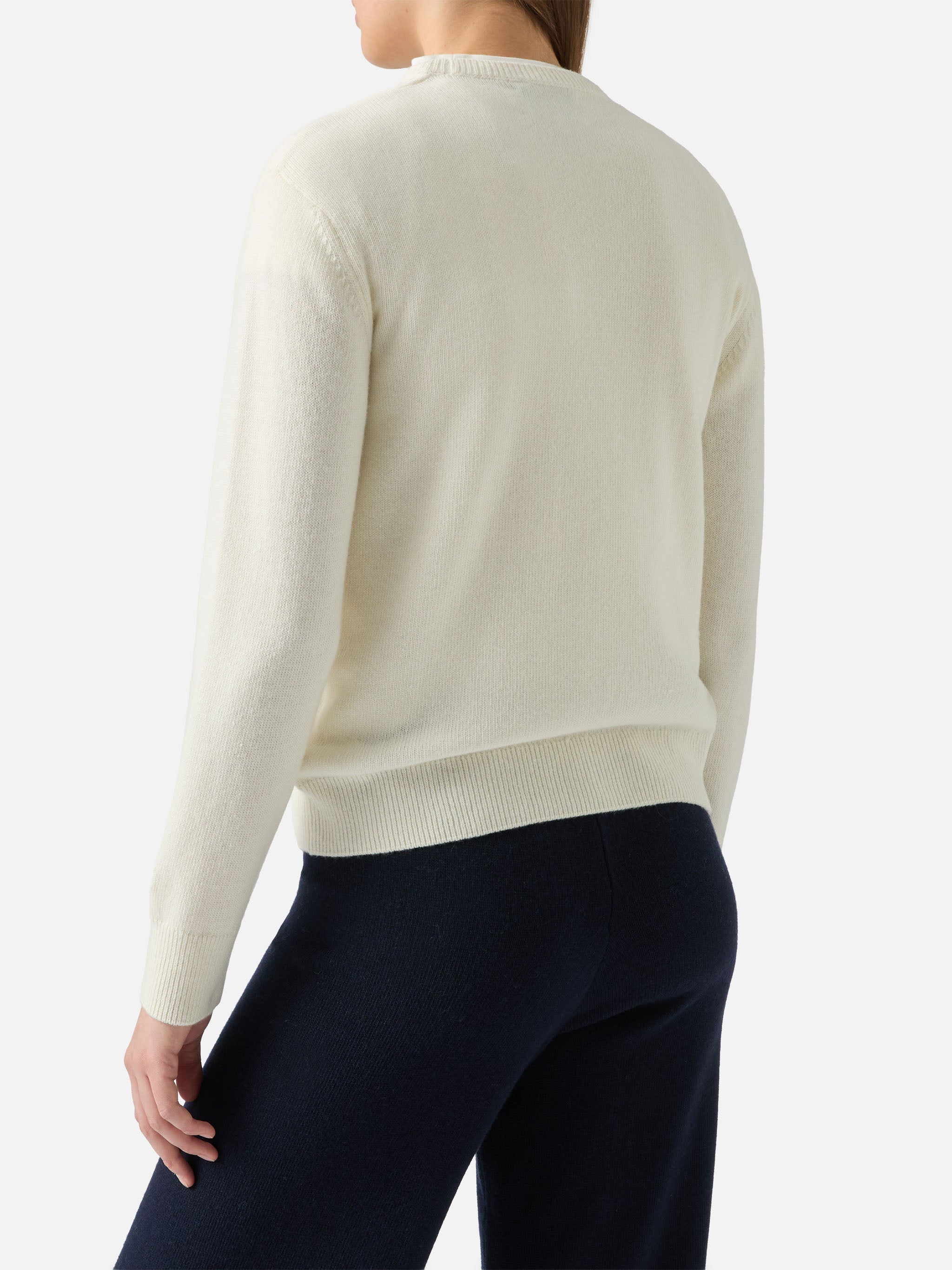 New Queen Crewneck With St. Moritz Habituè Lurex Jacquard White