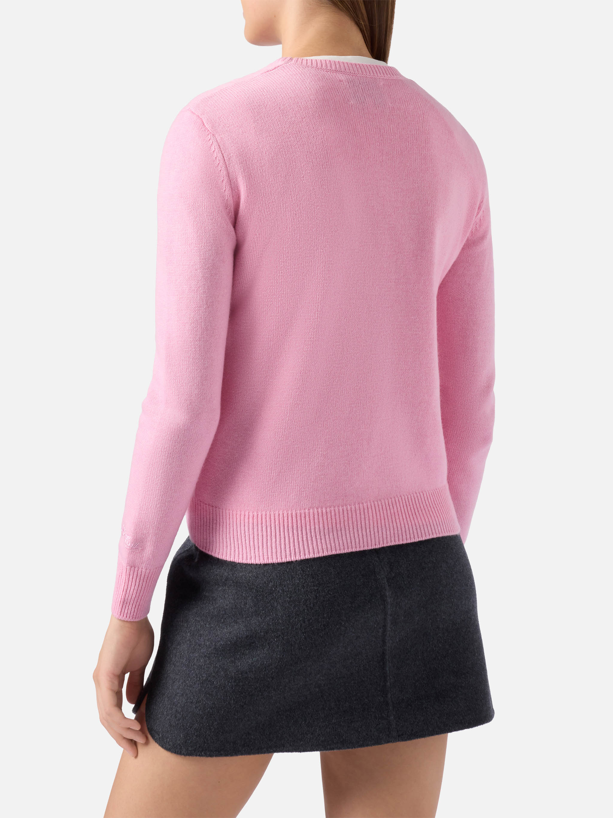 New Queen Cashmere-Blend Sweater Pink With Strassata Rhinestone Appliqué