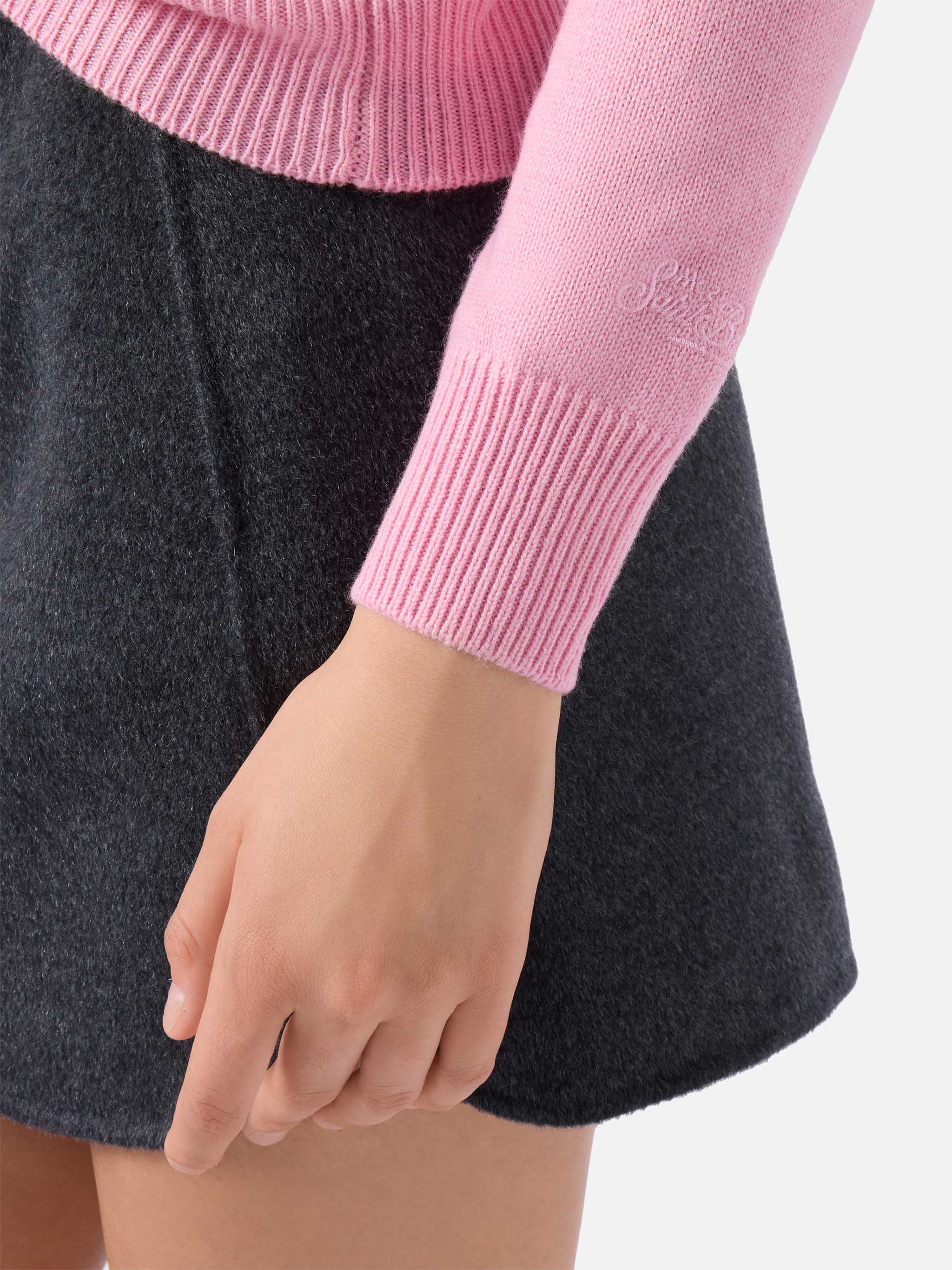 New Queen Cashmere-Blend Sweater Pink With Strassata Rhinestone Appliqué